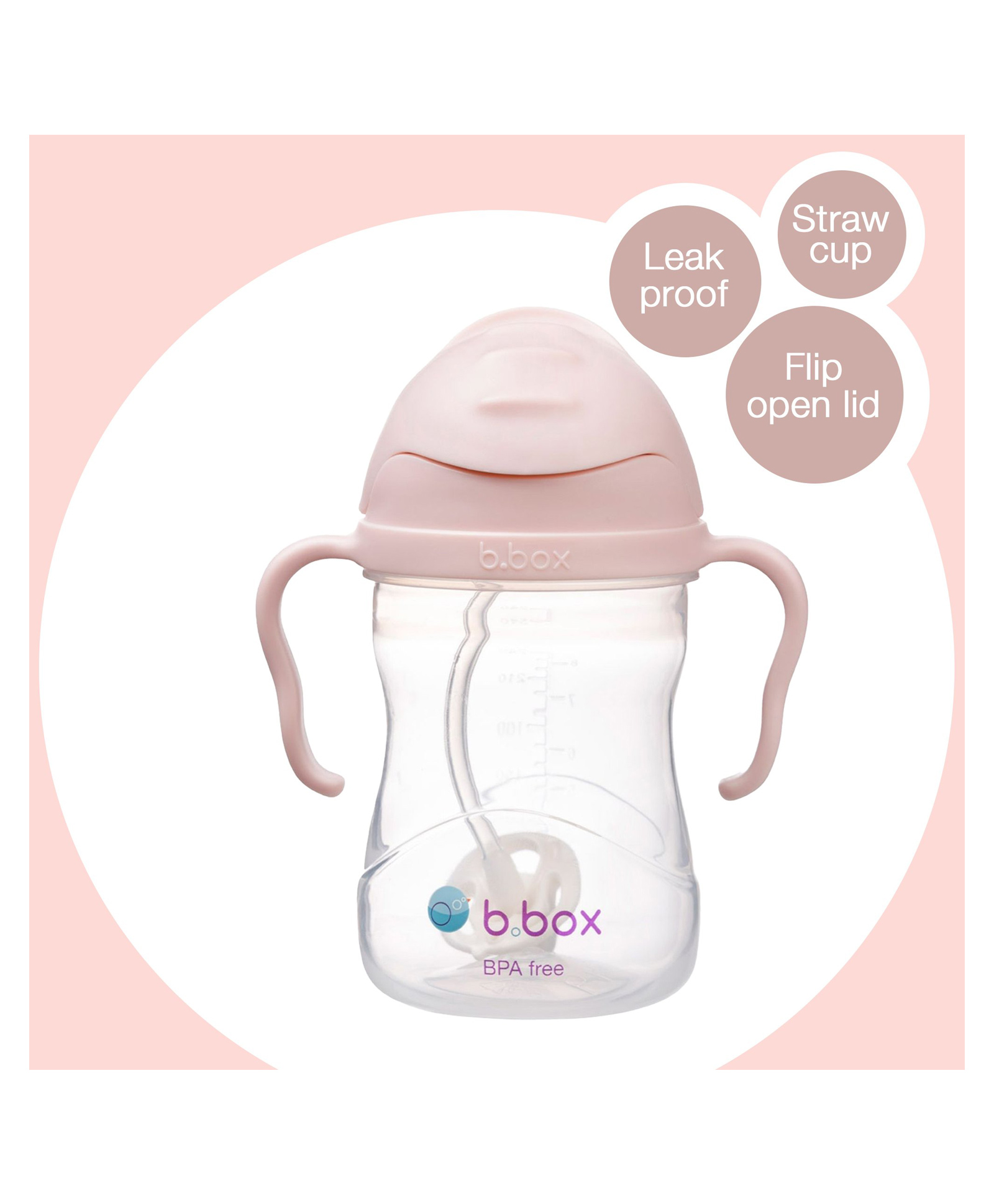 b.box Weighted Straw Sippy Cup 240ml  Blush Light Pink-picture-41