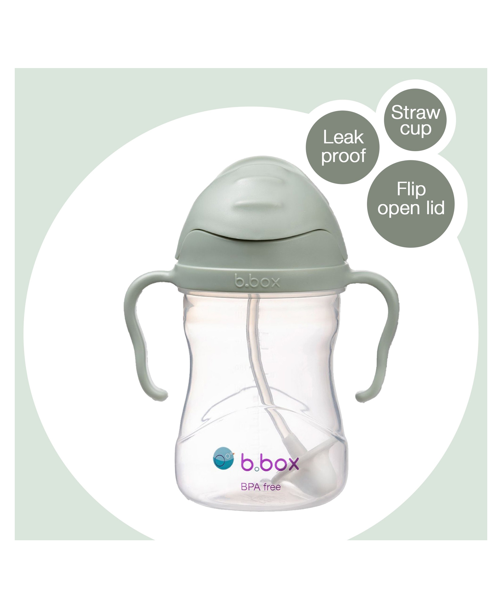 b.box Weighted Straw Sippy Cup 240ml Sage Green-picture-27
