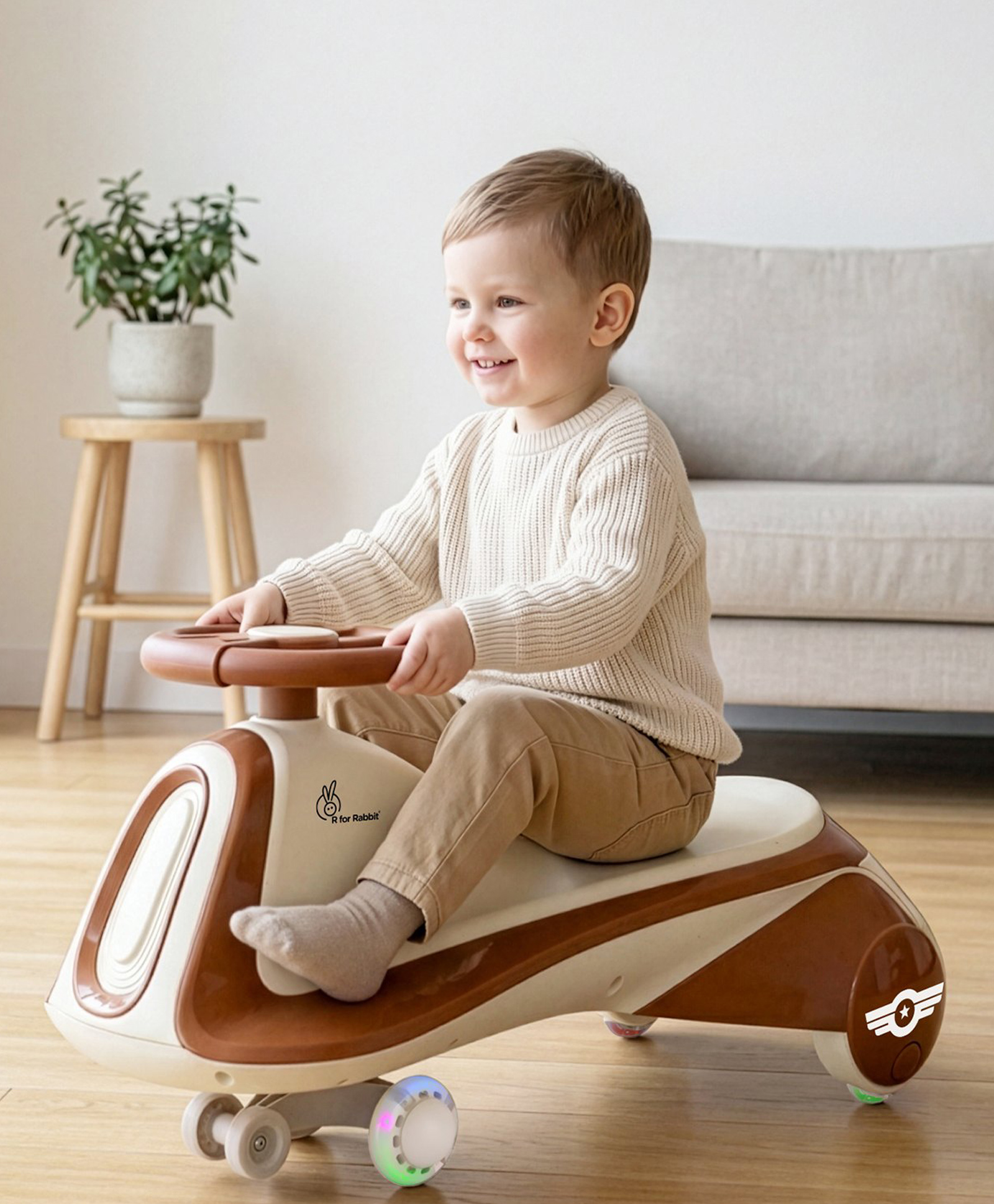 R for Rabbit Iya Iya Sportz Swing Car - Cream & Brown-image-48