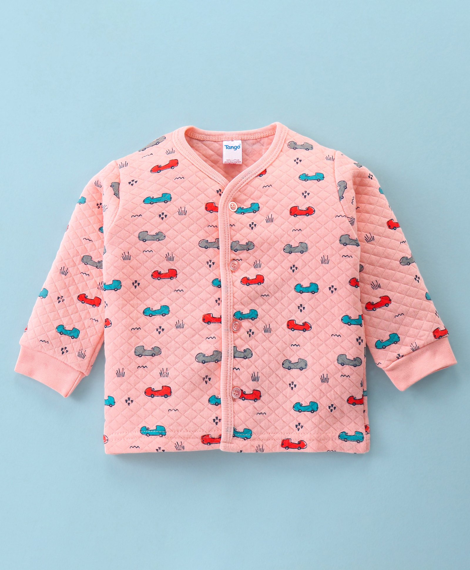 Tango Interlock Knit Full Sleeves Jhabla with Car Print - Pink-image-35