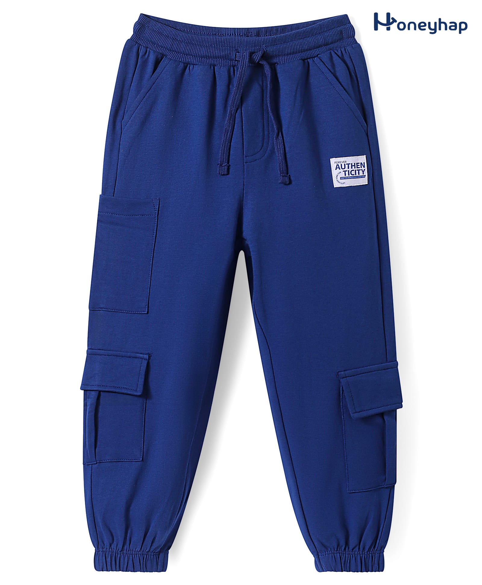 Honeyhap Premium 100% Cotton Knit Full Length Bio Finish Lounge Pant with Patch Detailing - Limoges-image-3