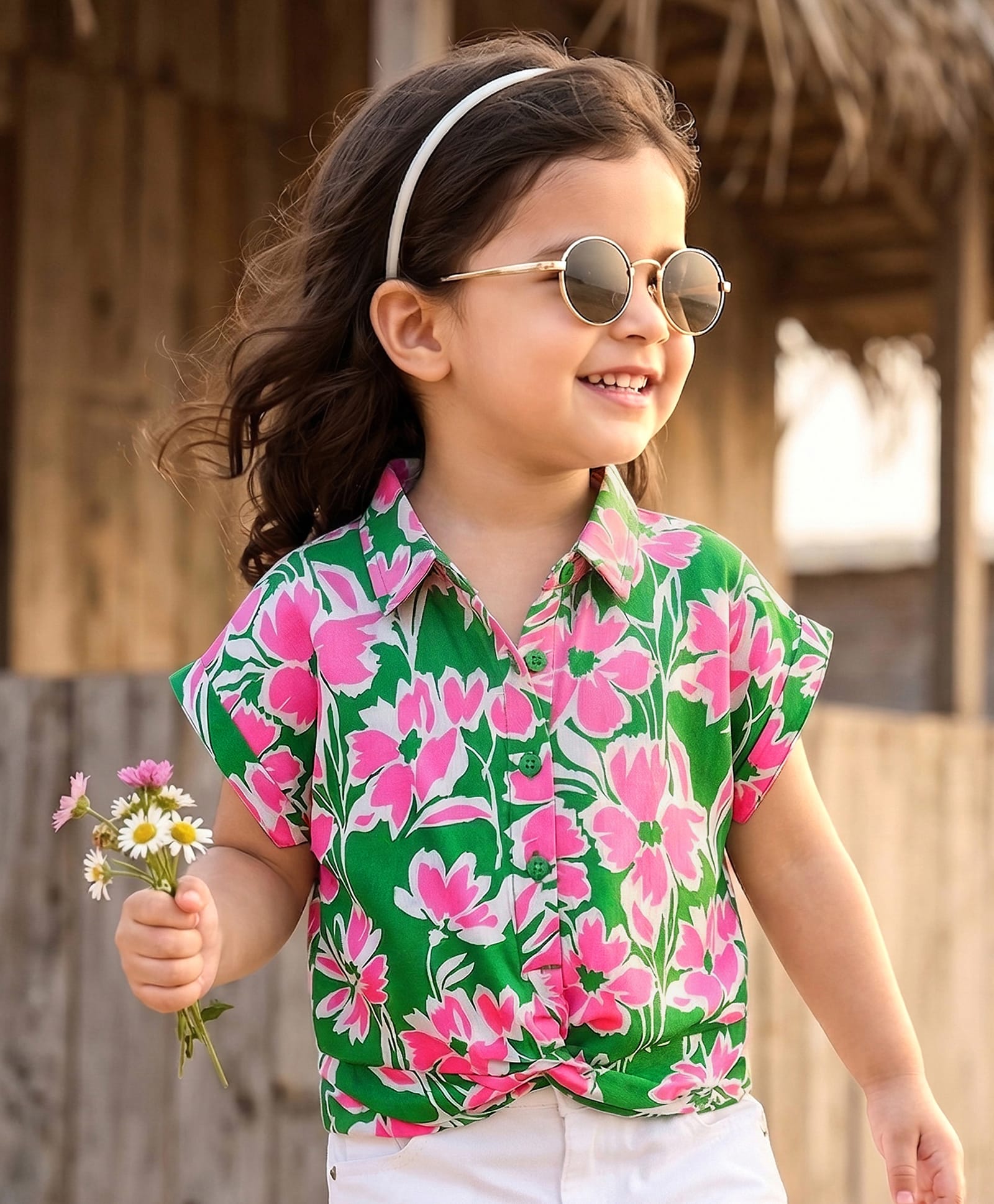 Babyhug Rayon Woven Sleeveless Top With Floral Print - Green-image-28