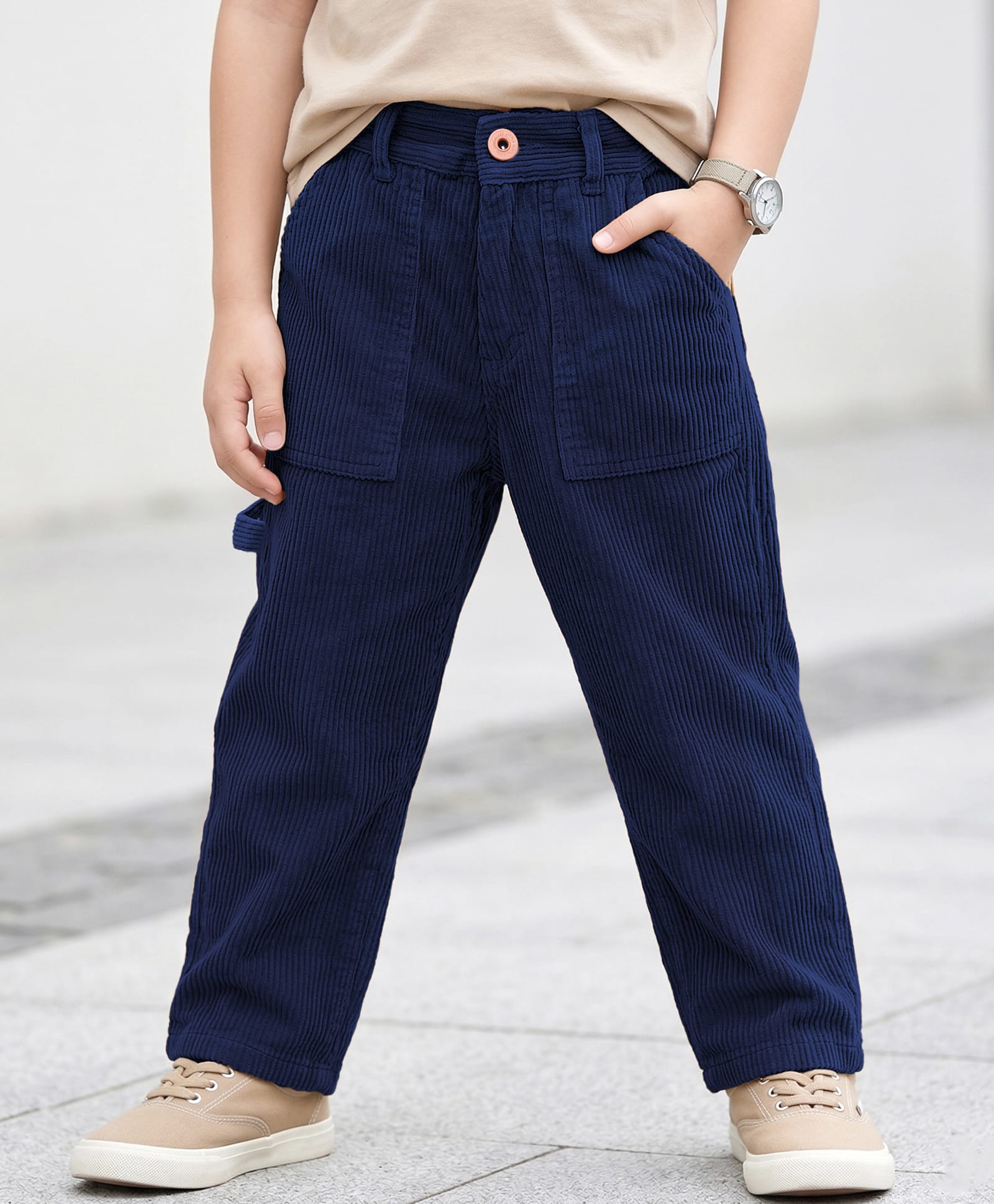 Little Kangaroos Woven Full Length Trouser Pant With Solid Colour - Navy Blue-picture-10