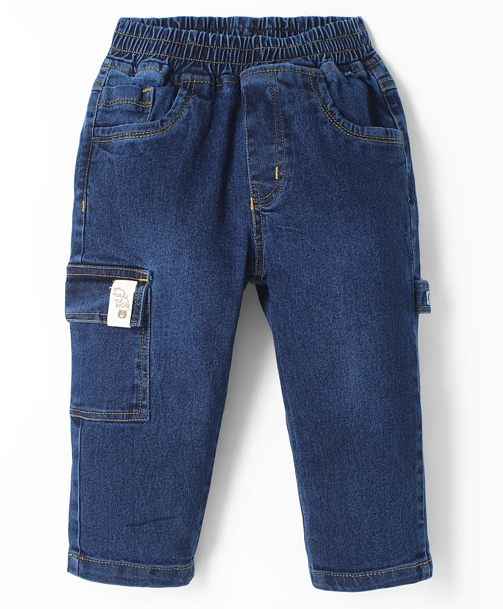 Little Kangaroos Denim Woven Jeans With Patch Work Detailing - Dark Blue-picture-32