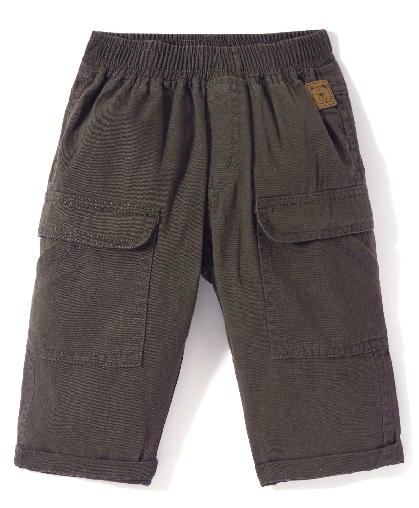 Little Kangaroos Cotton Woven Full Length Trouser with Pockets Solid Colour - Dark Green-picture-27