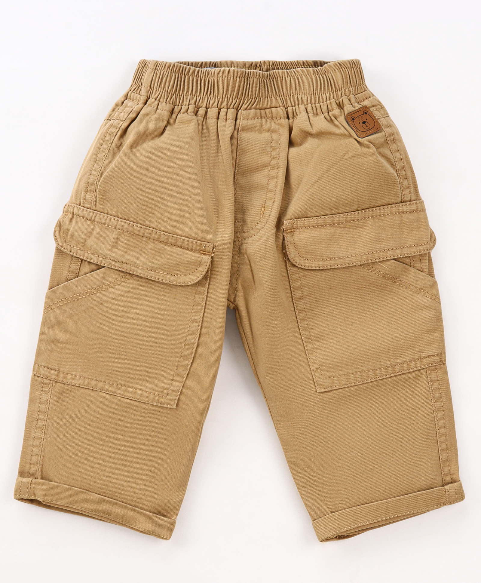 Little Kangaroos Cotton Woven Full Length Trouser With Bear Patch - Tan-picture-38