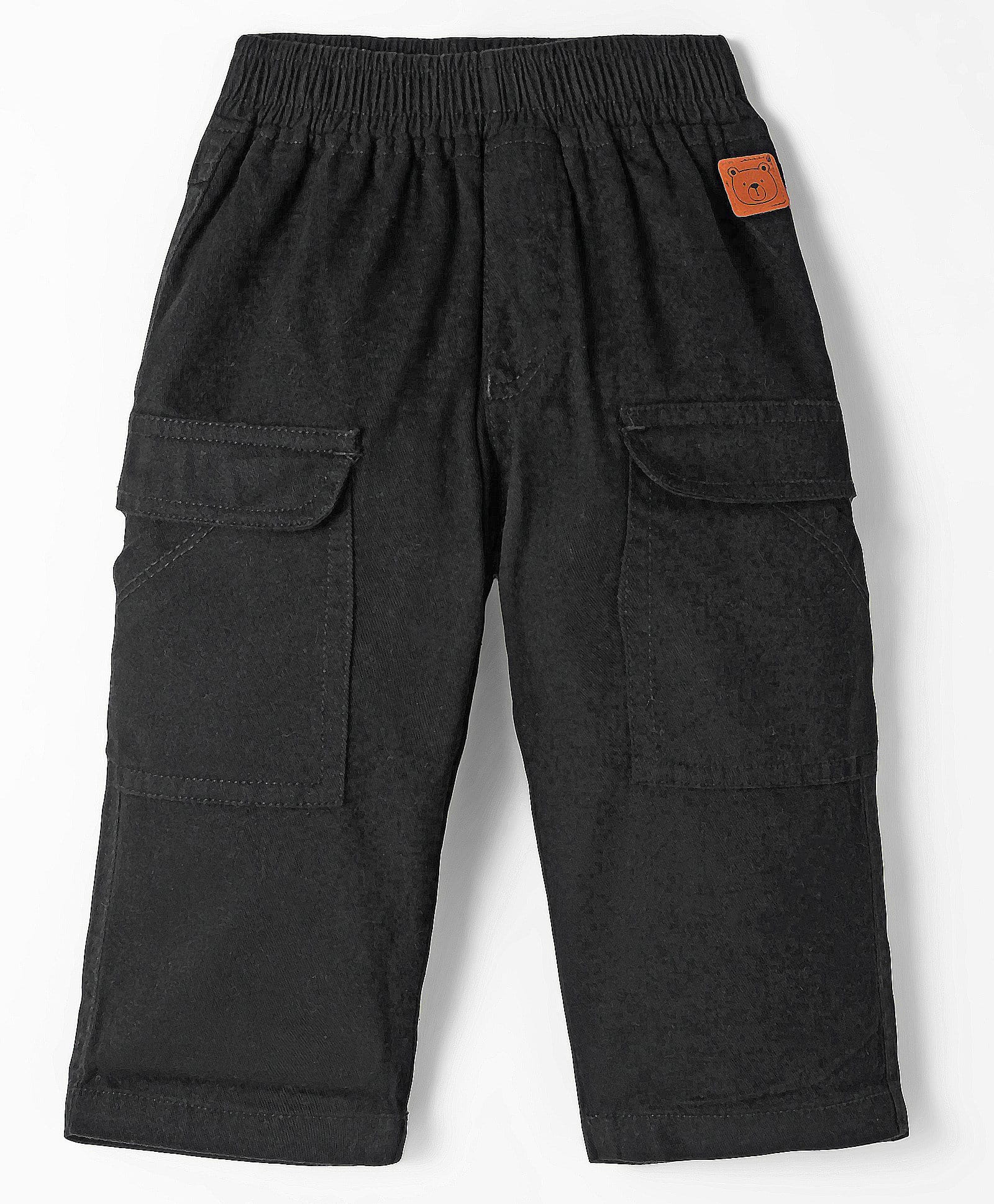 Little Kangaroos Cotton Woven Full Length Trouser With Bear Patch - Black-picture-28