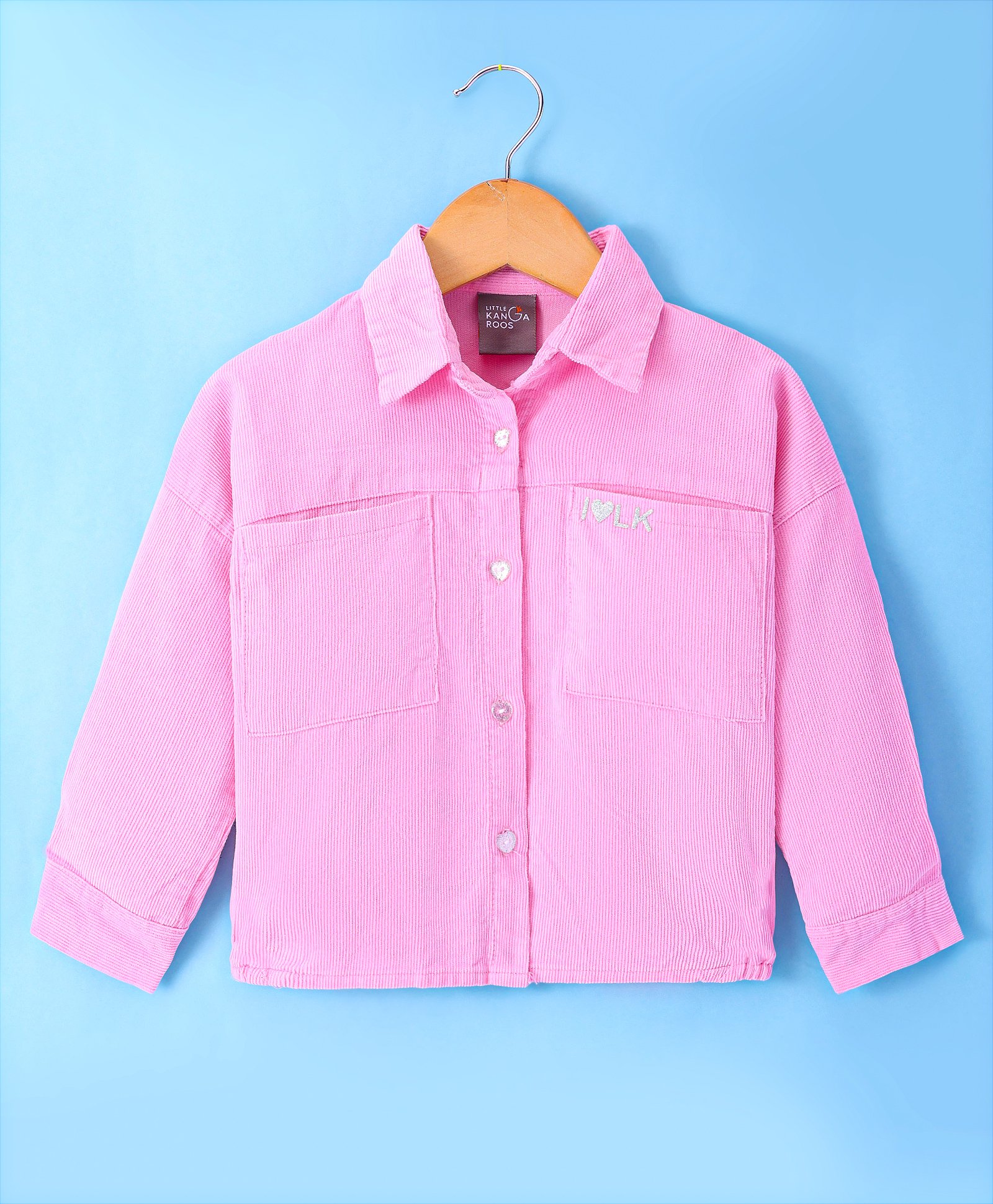 Little Kangaroos Knitted Full Sleeves Collar Neck Jacket with Drop Shoulder Design & Glitter Print - Pink-picture-15