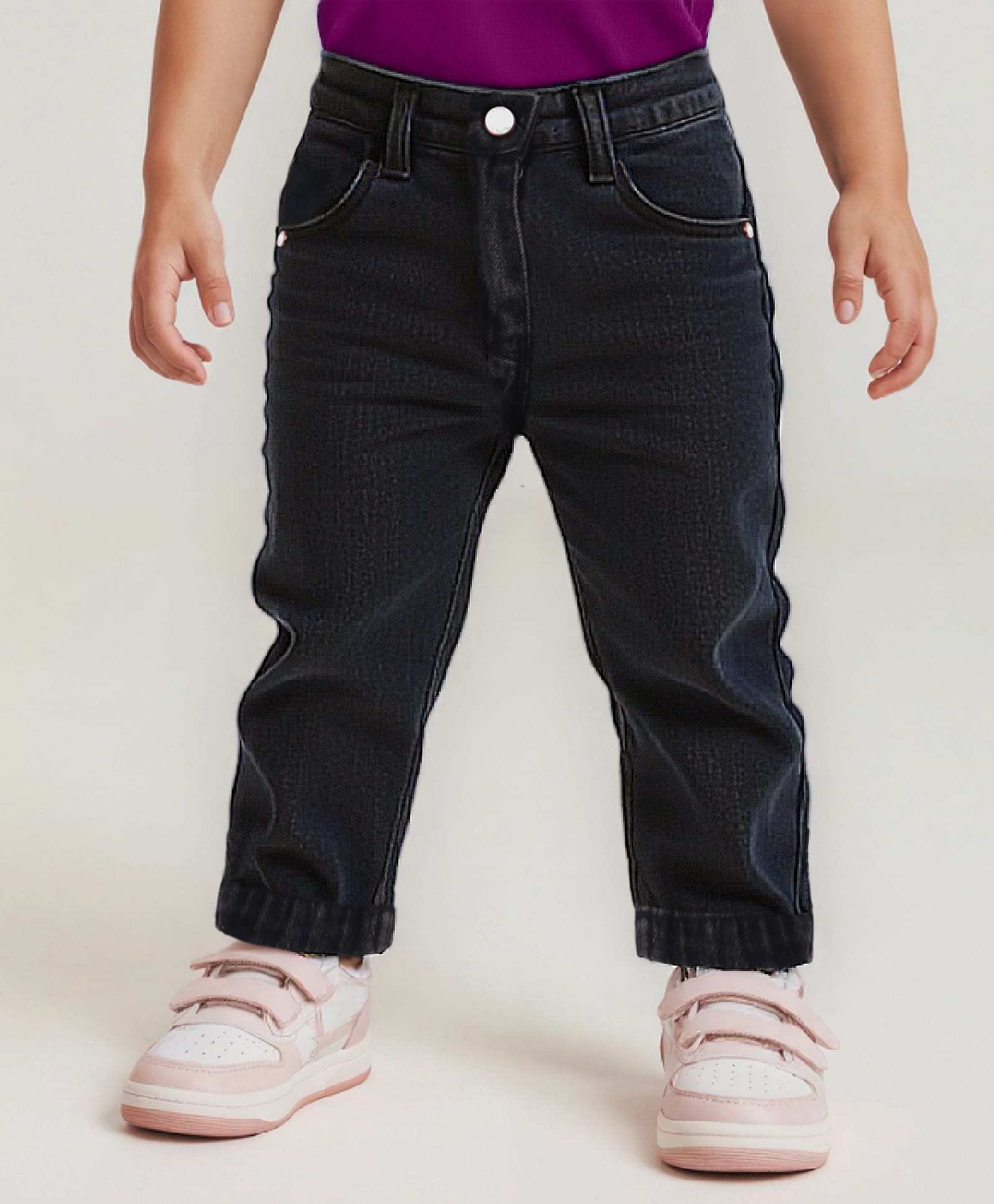 Little Kangaroos Woven Full Length Washed Denim Jeans - Black-image-28