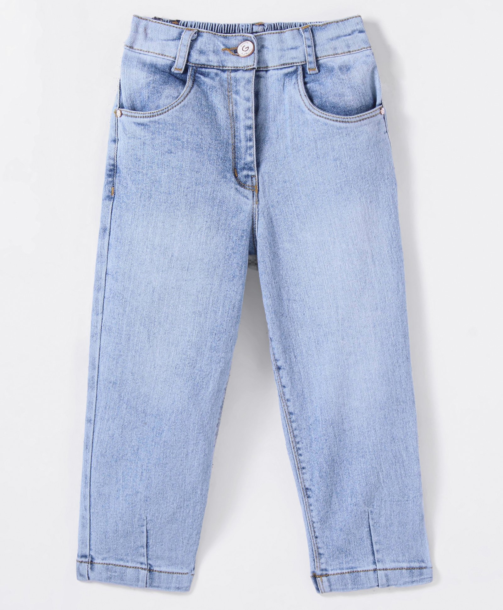Little Kangaroos Woven Full Length Solid Denim Jeans - Light Blue-picture-22