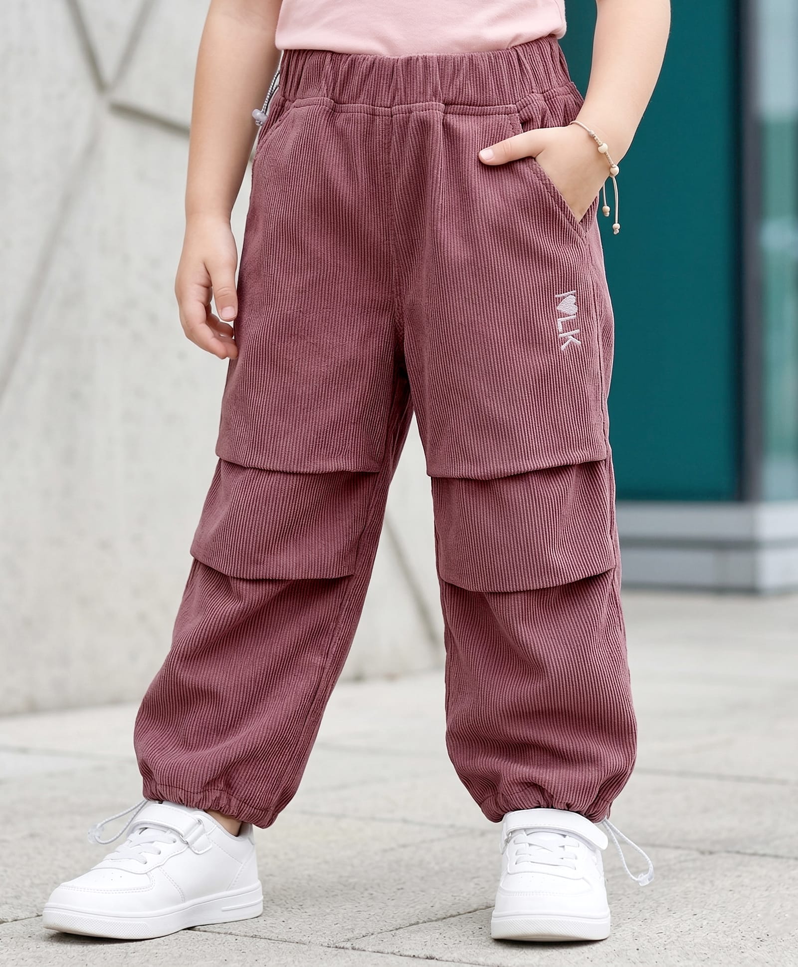 Little Kangaroos Woven Full Length Trouser Pant With Solid Colour - Rose-picture-14