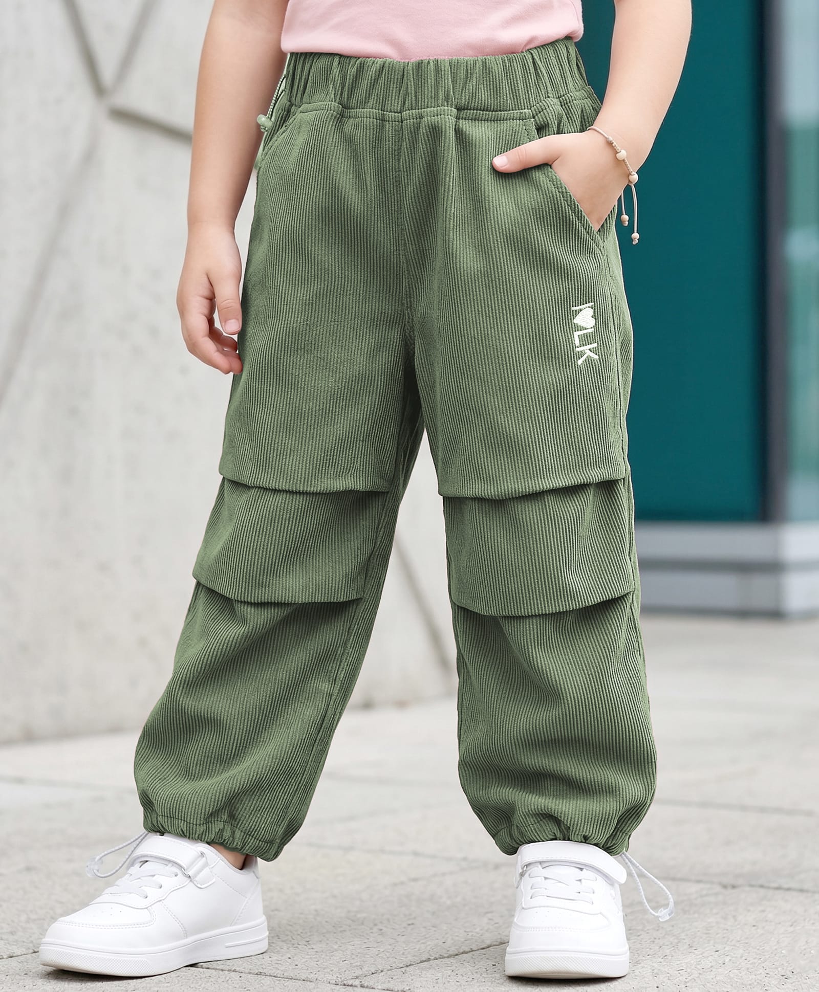 Little Kangaroos Woven Full Length Trouser Pant With Solid Colour - Olive Green-picture-24