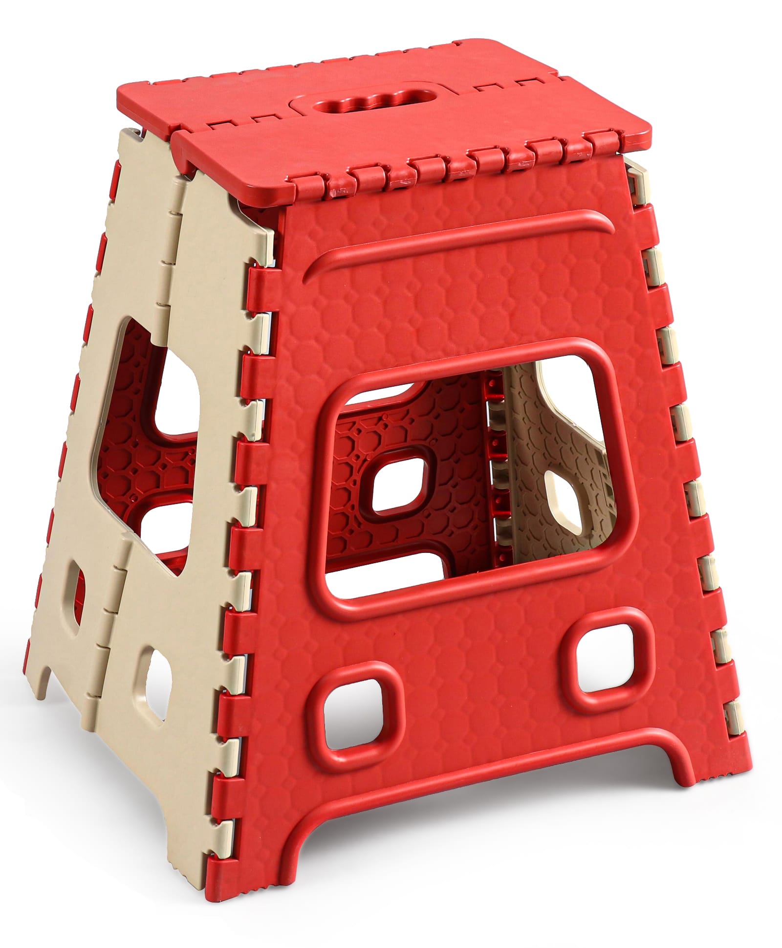 fab n funky Folding Step Stool Non-Slip Folding Stools with Portable HandleStep Stool Height 44.45 cm - Red-picture-10