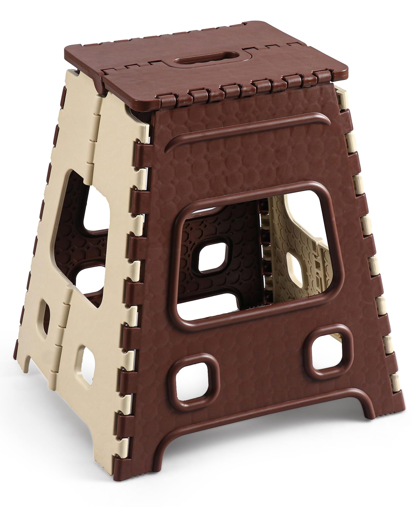 fab n funky Folding Step Stool Non-Slip Folding Stools with Portable HandleStep Stool Height 44.45 cm - Brown-picture-24