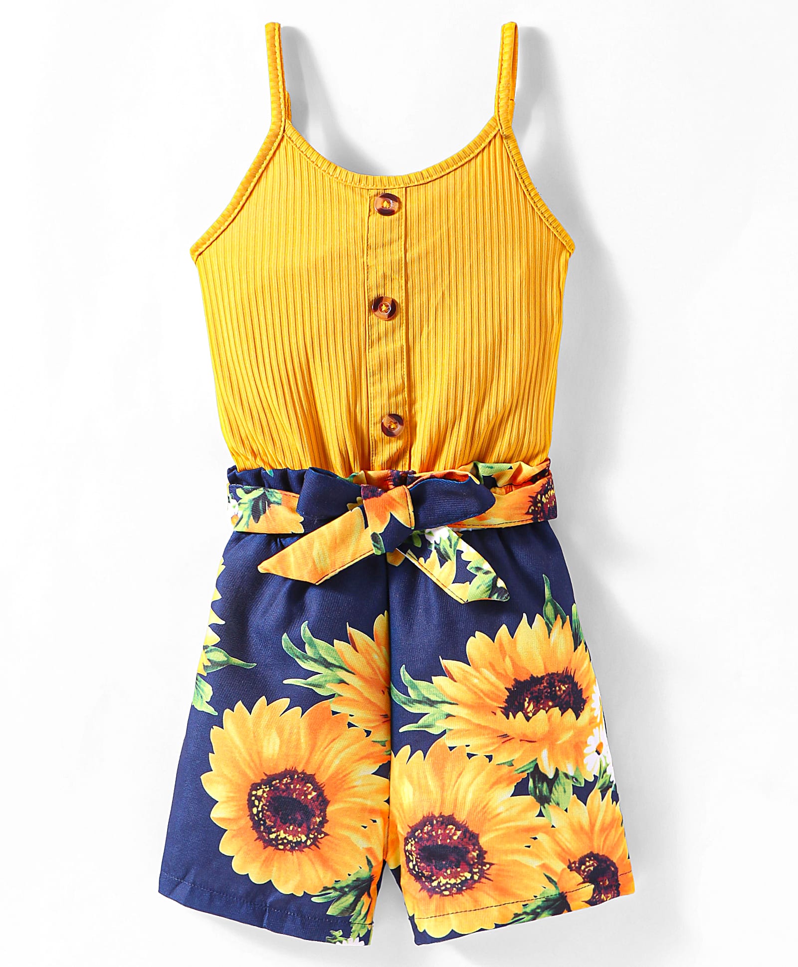 Kookie Kids Singlet Sleeves Jumpsuit with Sunflower Print - Yellow-picture-21