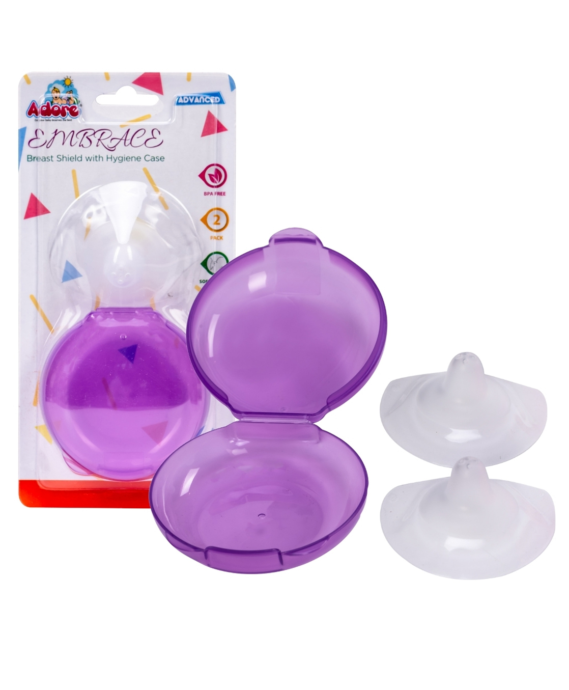 Adore Embrace Premium Super Soft Silicon Breast Shield with Storagr Case-1 Pair (Purple)-image-42