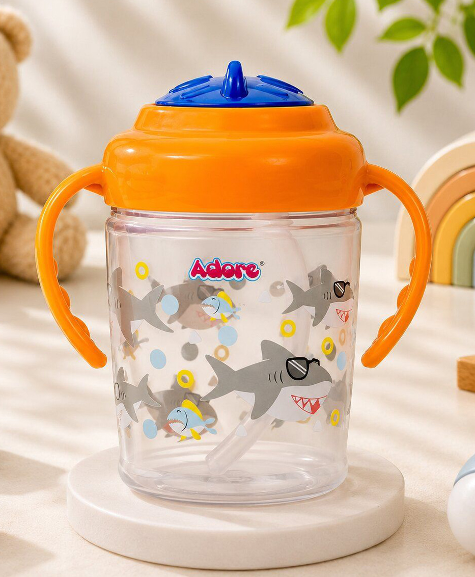 Adore Itzy Bitzy Straw Sipper with Twist & Sip Head with Twin Handle (Orange)-image-40