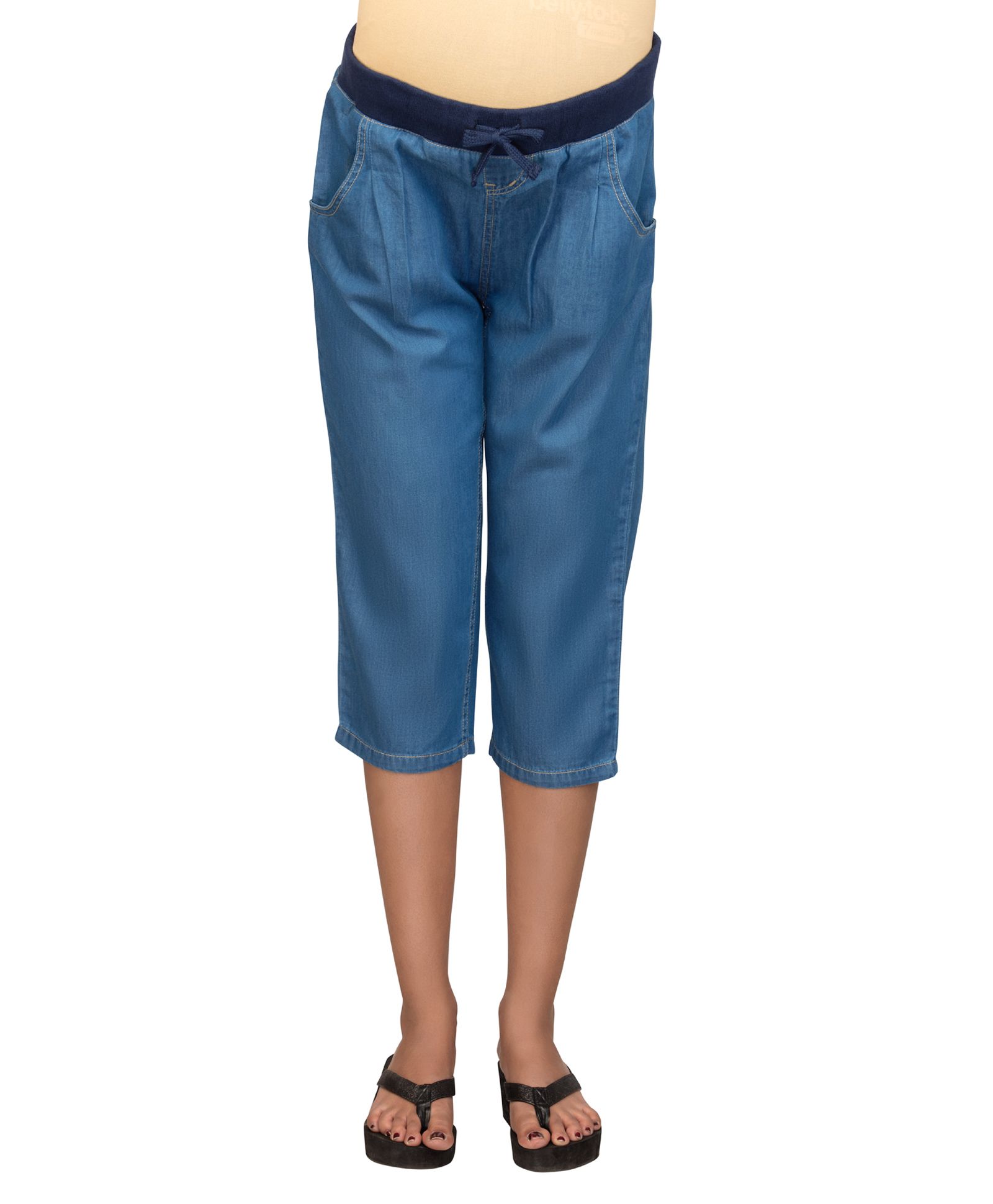 Kriti Under Belly Chambray Capri -  Blue-image-28