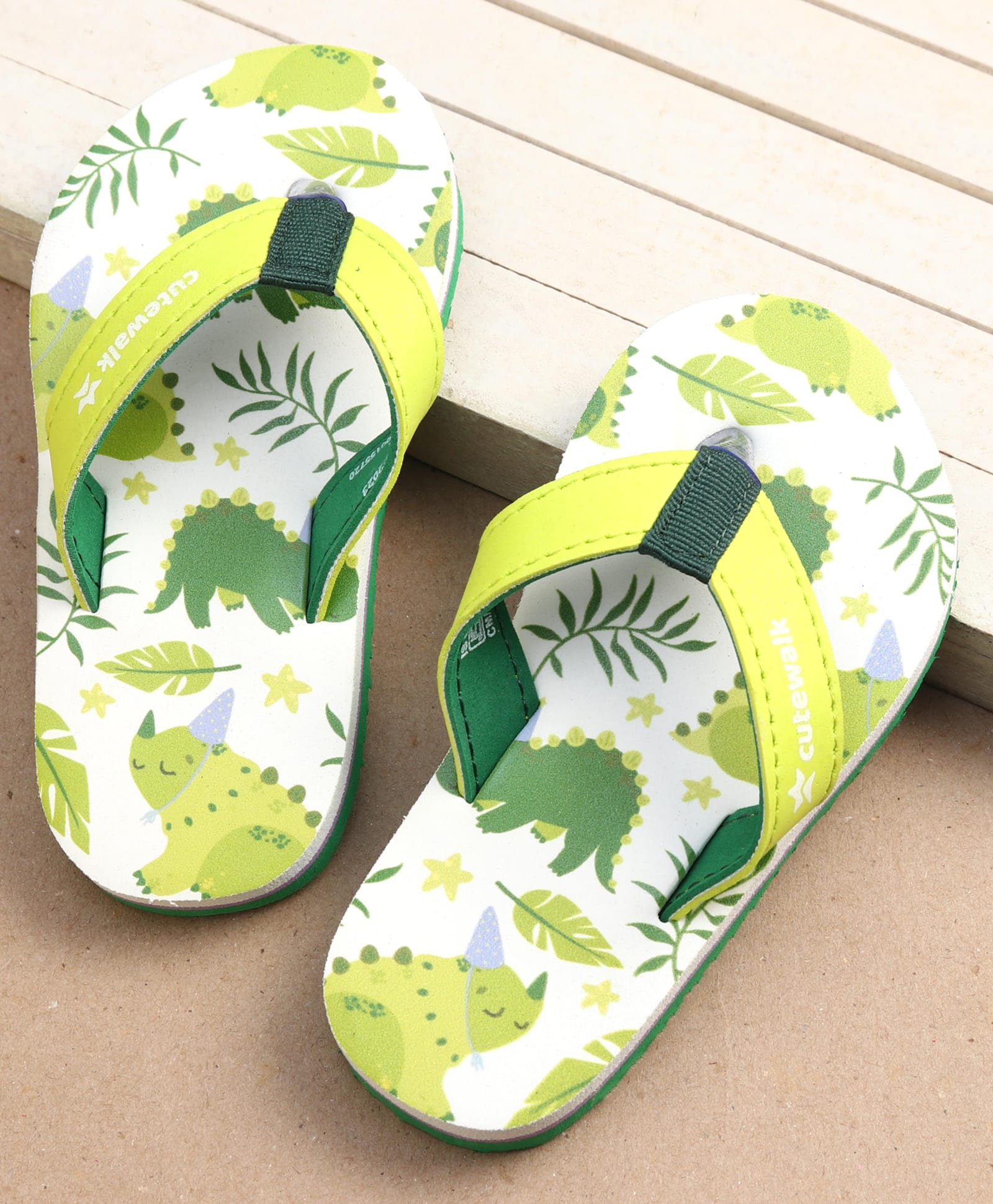 Cute Walk by Babyhug Dino Print Flip Flops - Green-picture-28