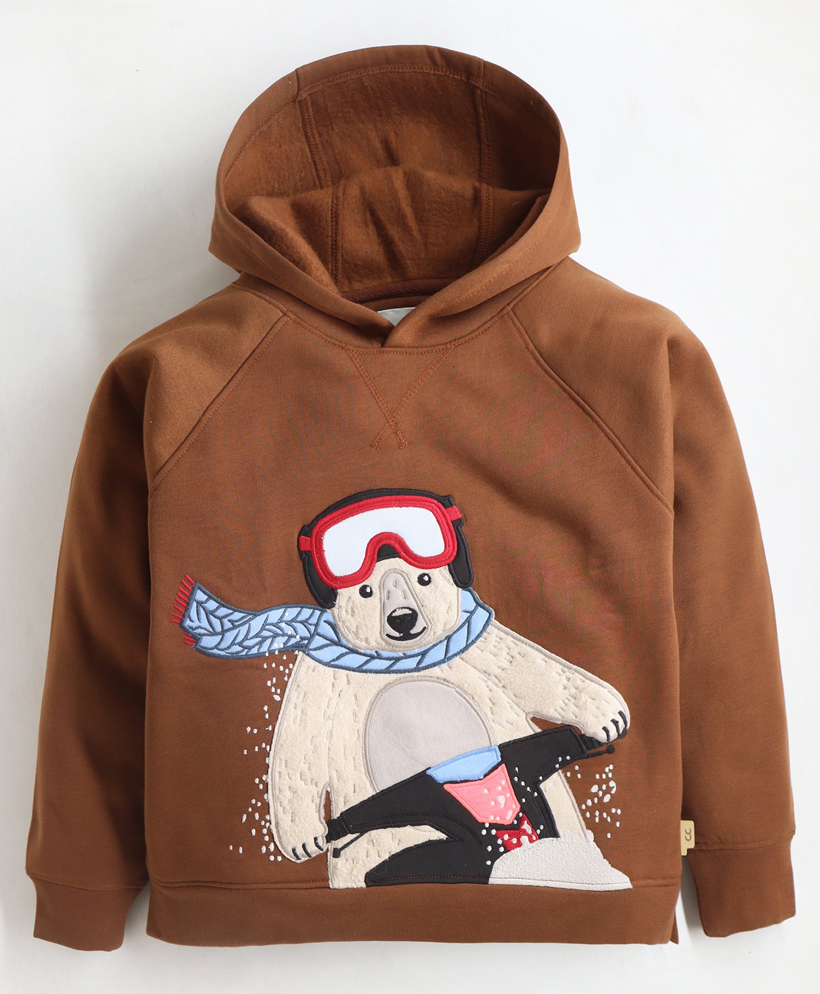 Cherry Crumble By Nitt Hyman Full Sleeves Bear Embroidered Hoodie - Brown-picture-20