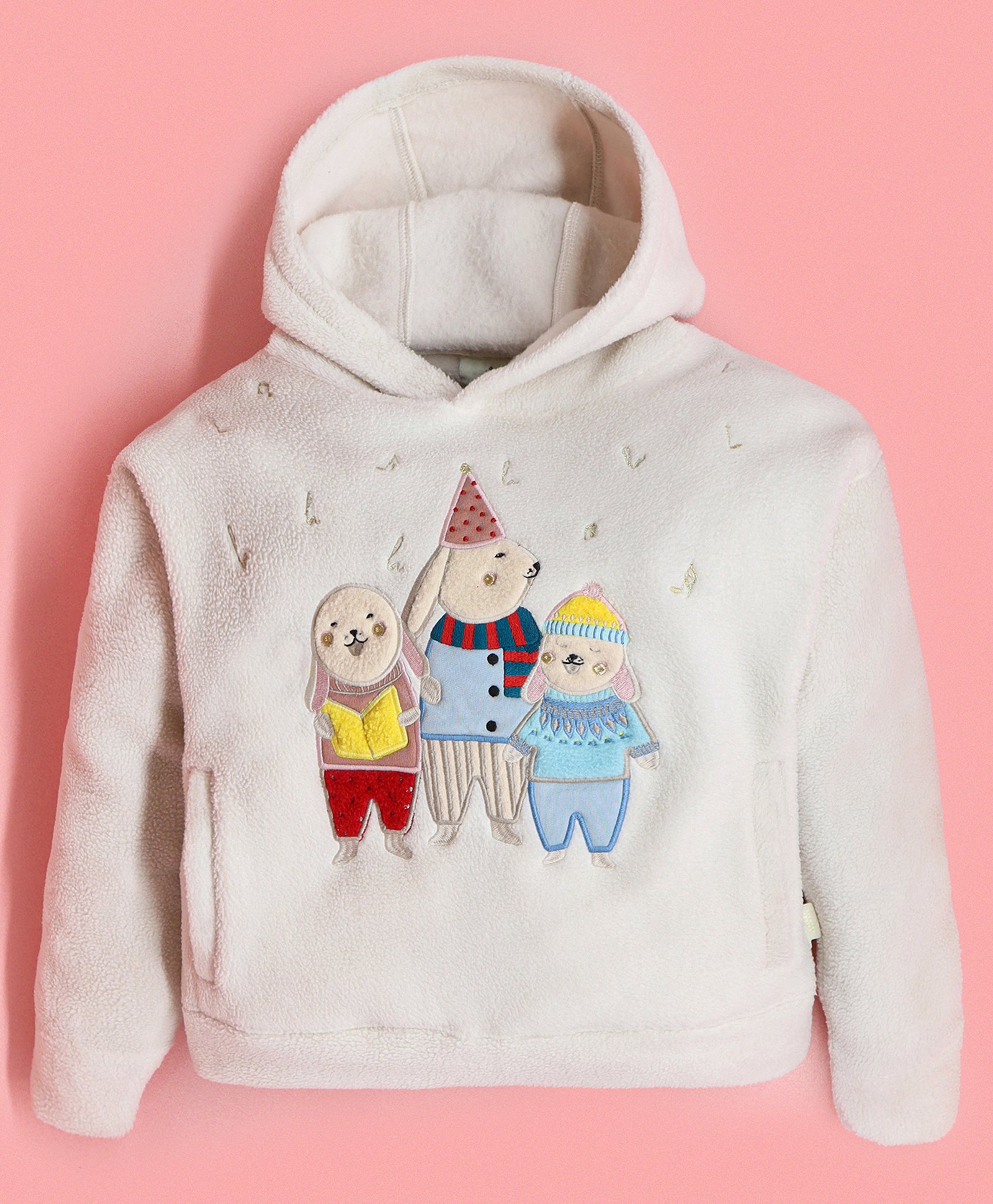 Cherry Crumble By Nitt Hyman Full Sleeves Animals Embroidered Sweatshirt - Cream-picture-37