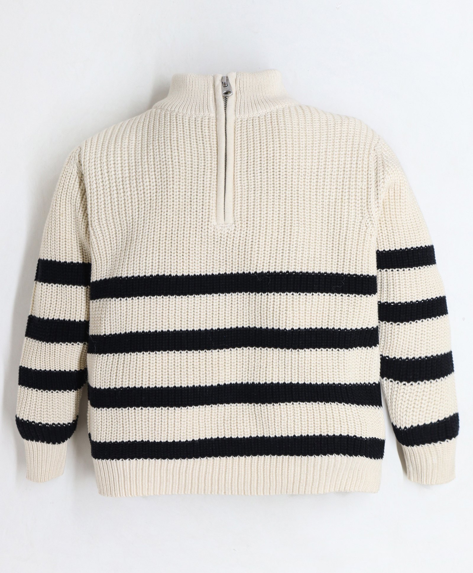 Cherry Crumble By Nitt Hyman Cotton Full Sleeves Striped Sweater - Off White & Black-image-44