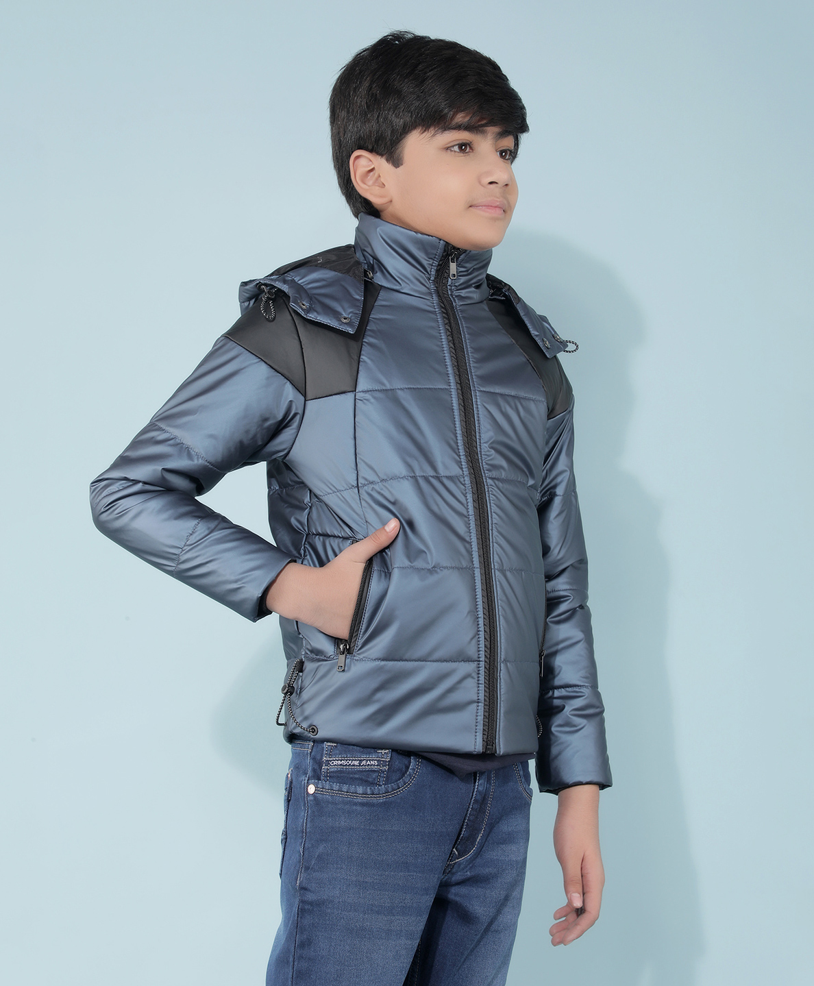 CRIMSOUNE CLUB Full Sleeves Colour Blocked Padded Jacket - Blue-picture-19