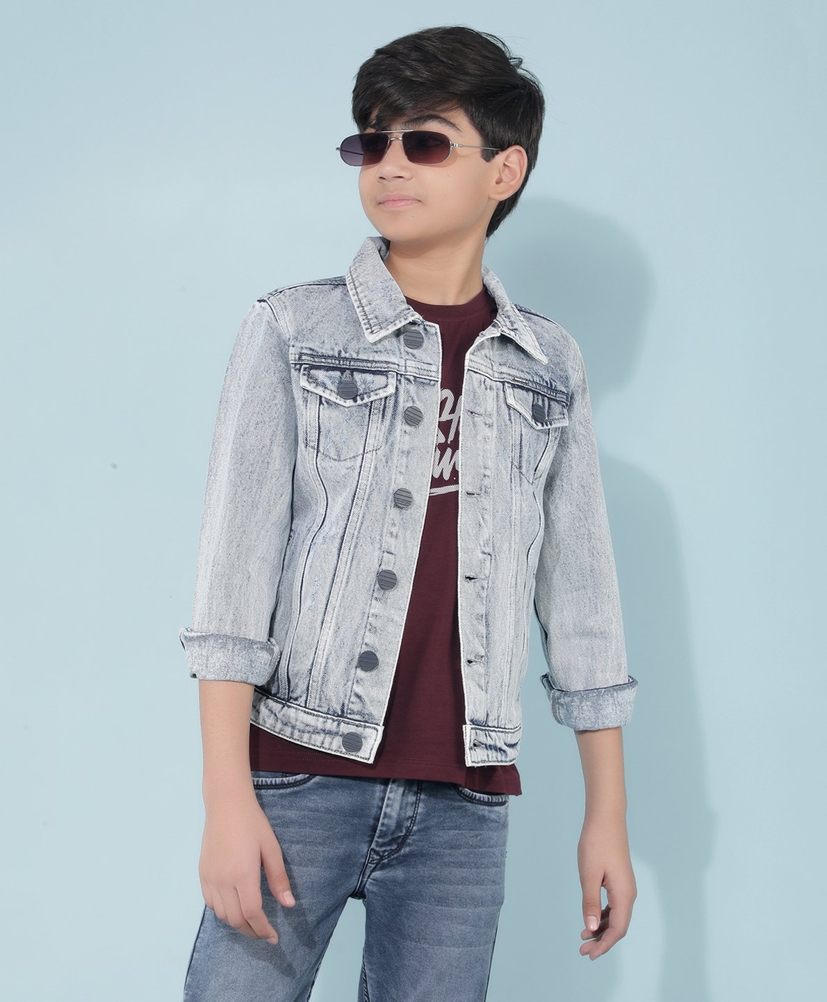 CRIMSOUNE CLUB Full Sleeves Solid Denim Jacket - Blue-picture-13