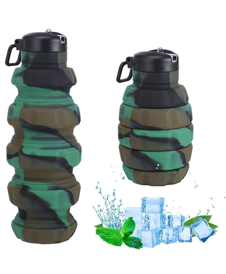 YAMAMA Water Bottle Coolsip Silicone Collapsible Folding Drink Bottle Washable Water Bottle 500 ml - Green-image-32