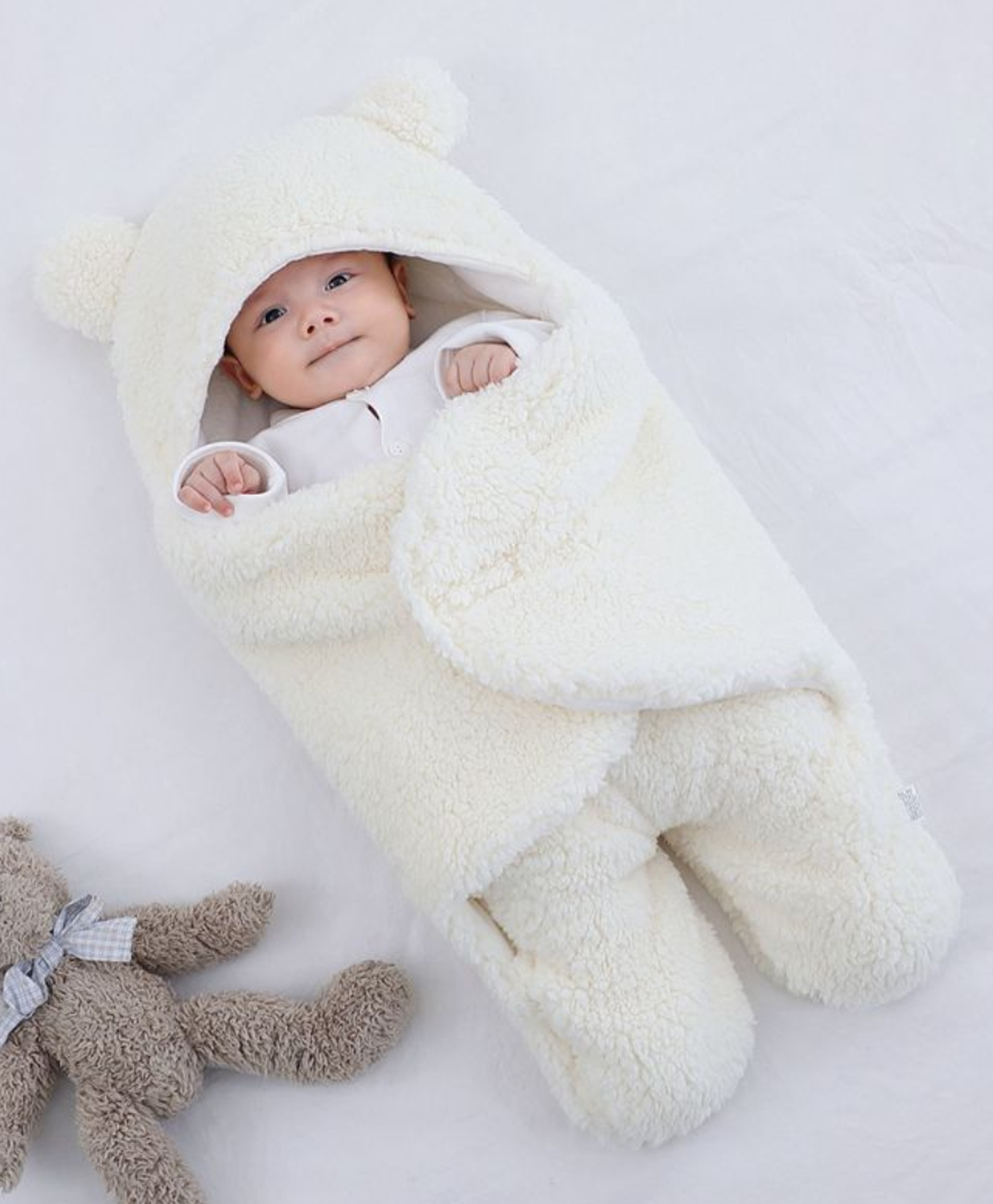 Brandonn Hooded Supersoft Wearable Wrapper Blanket - White