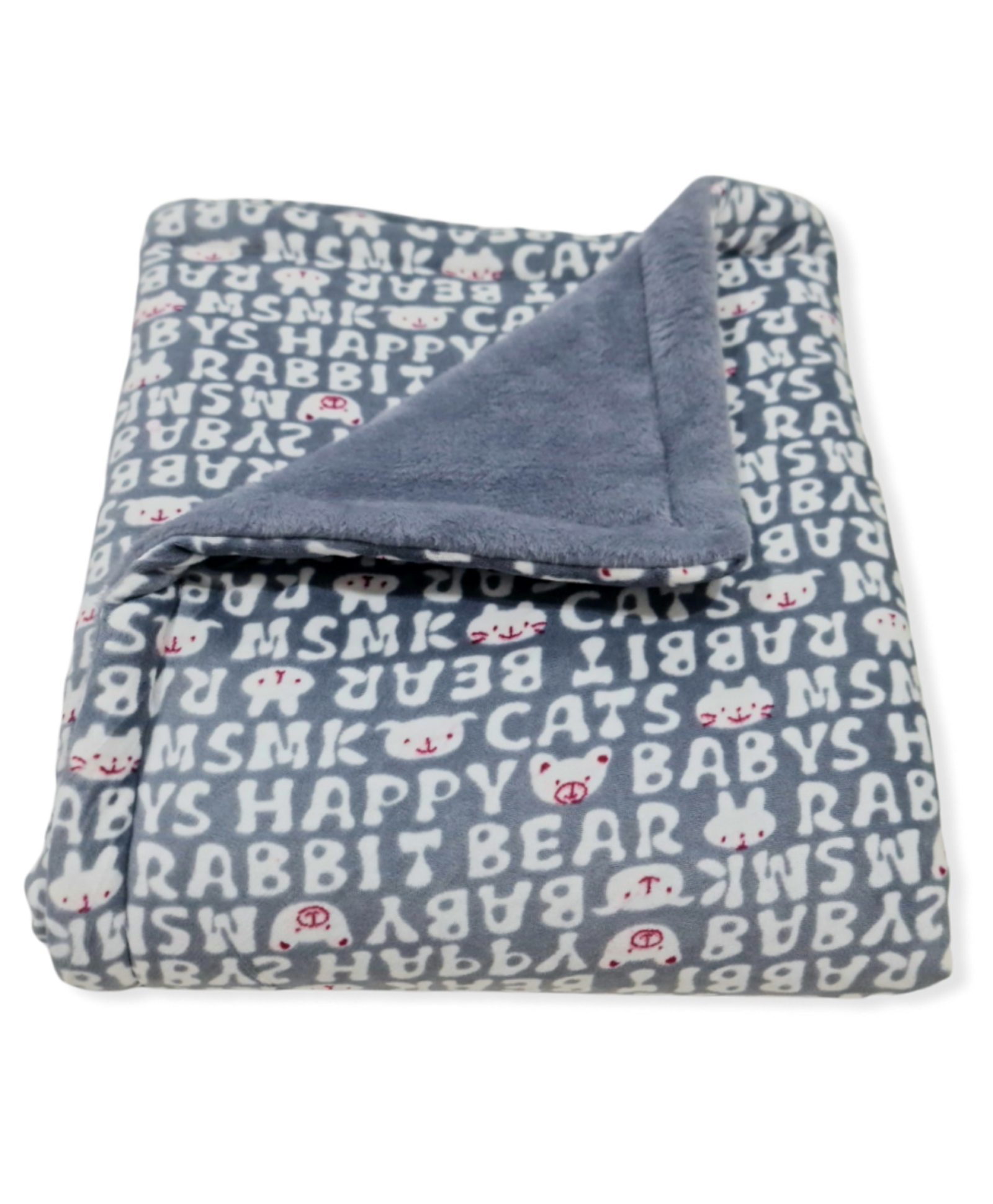 Brandonn Baby Blanket Rabbit Bear Print - Grey-picture-10