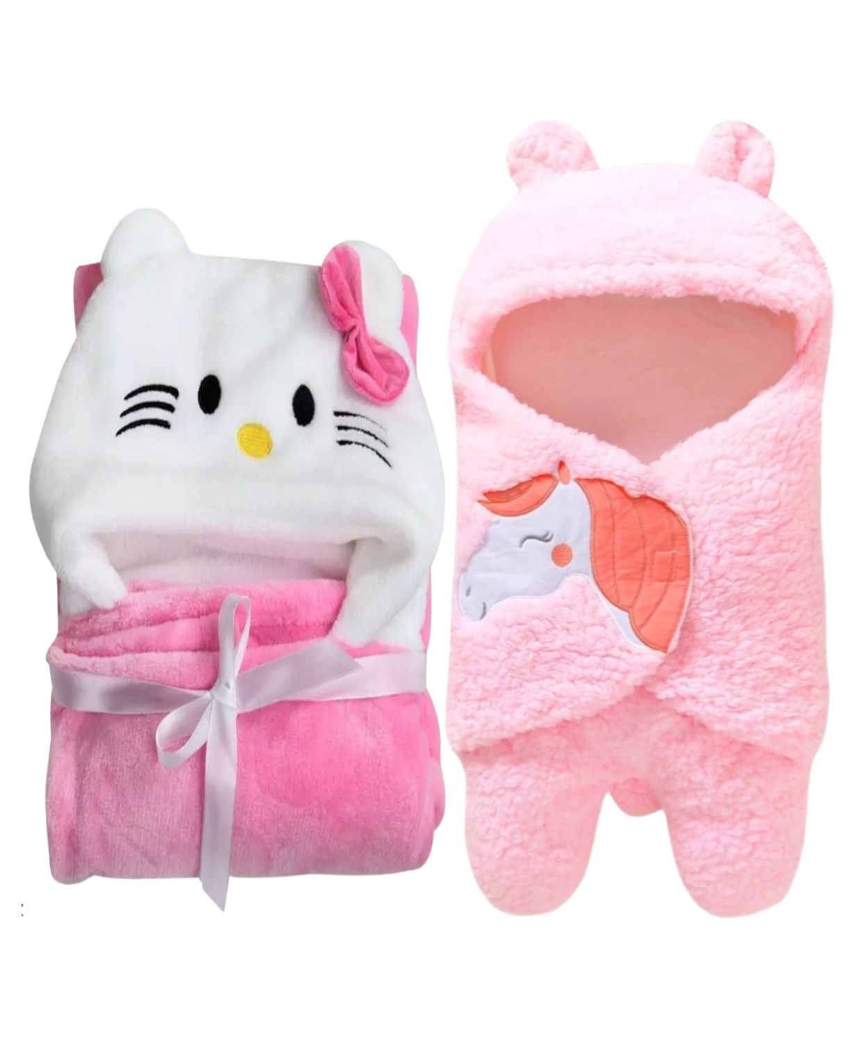 Brandonn Combo of Wearable Hooded Baby Swaddle Blankets Pack of 2- (Color May Vary)-picture-44