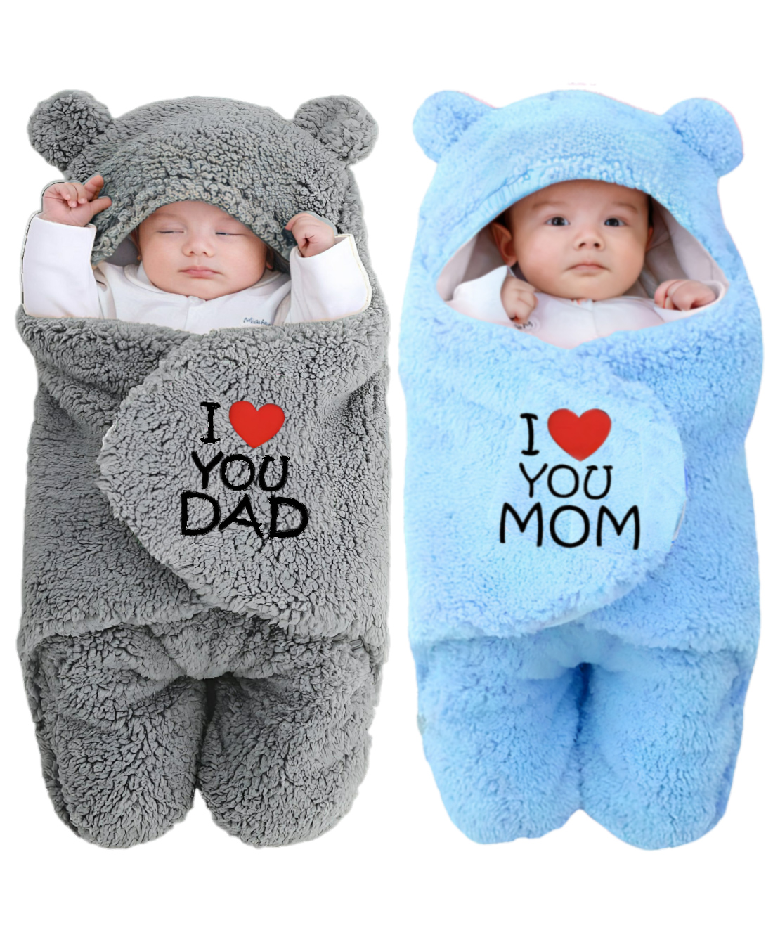 Brandonn Wearable Baby Swaddle Blanket Pack of 2- Grey & Sky blue-image-8
