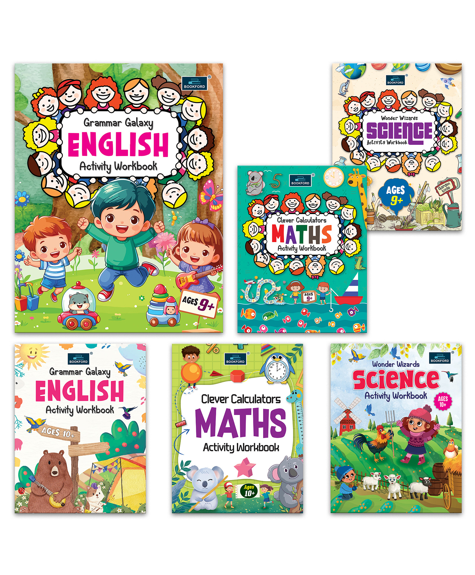 bookford publications Activity Workbook Ages 9+ & 10+ Set of 6 books Grammar Galaxy English Clever Calculators Maths Wonder Wizards Science - English-picture-11