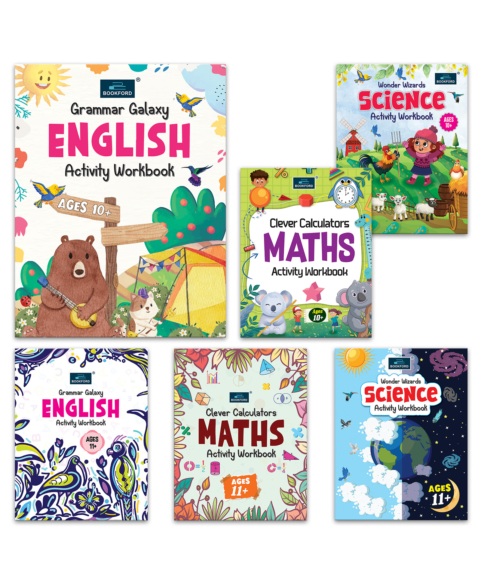 bookford publications Activity Workbook Ages 10+ & 11+ Set of 6 books Grammar Galaxy English Clever Calculators Maths Wonder Wizards Science - English-picture-15