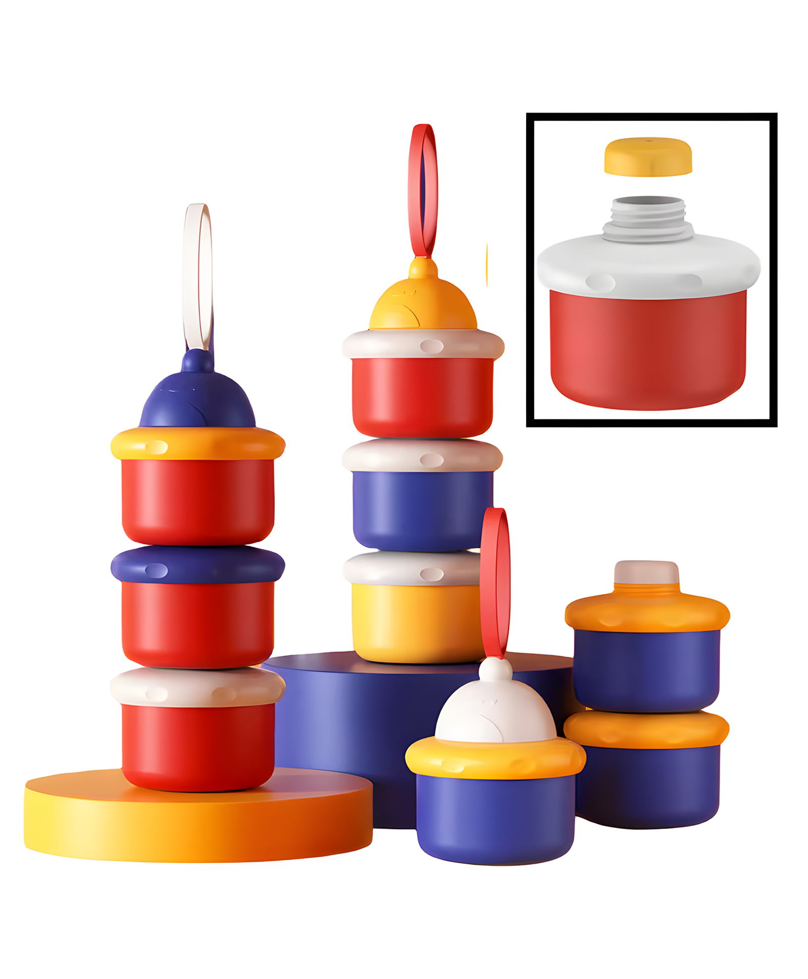 Cozy Vibes 3 Layers Set Milk Powder Storage Box Travel Infant Milk Powder Container Box Food Storage Box - Pack of 1- Color May Vary-image-24