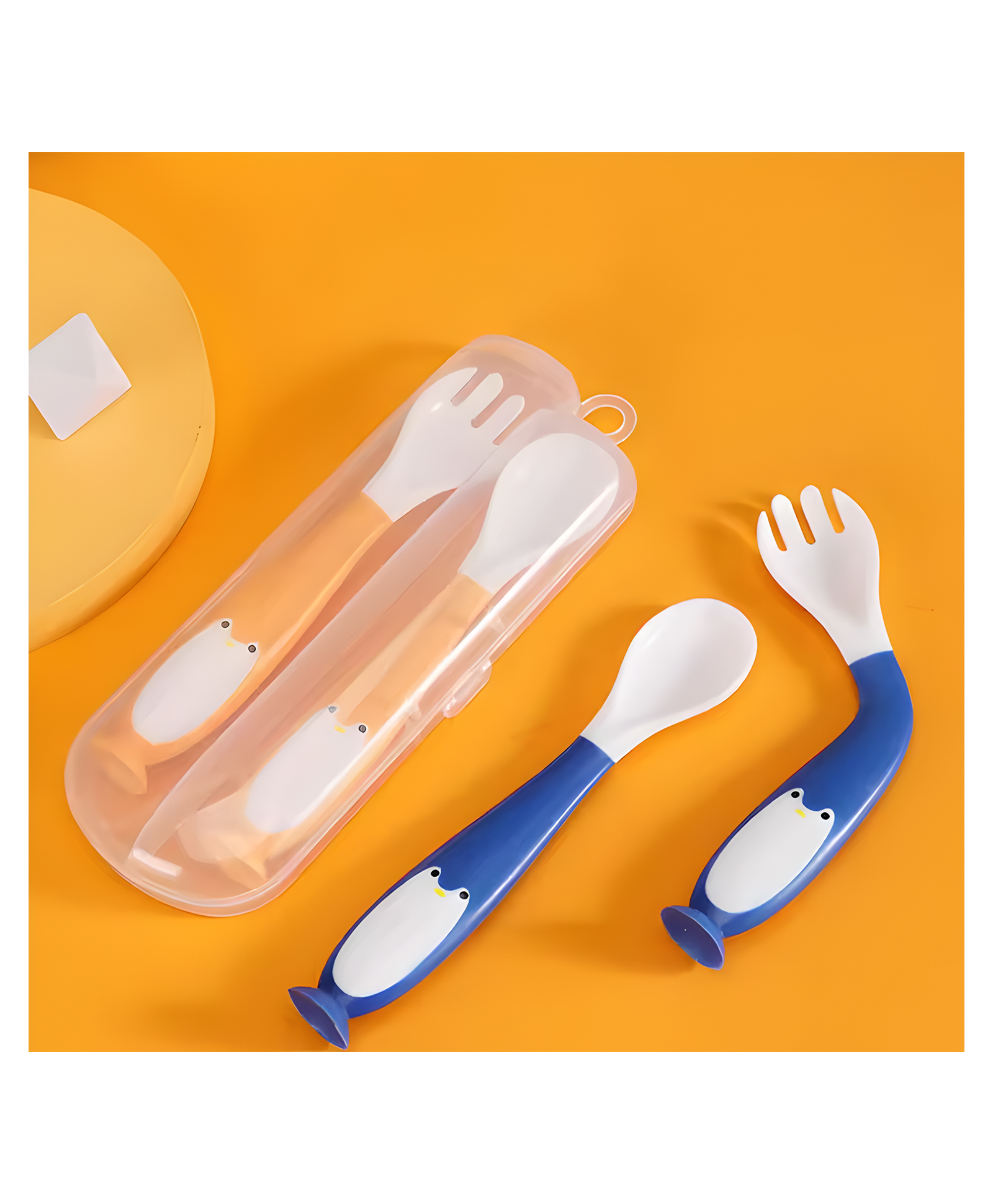 COZY VIBES Children Learn Eating Baby Training Practice Tableware Twist Bendable Fork Spoon Silicone Soft Spoon Set Suction PACK OF 1- COLOR MAY Vary-image-8