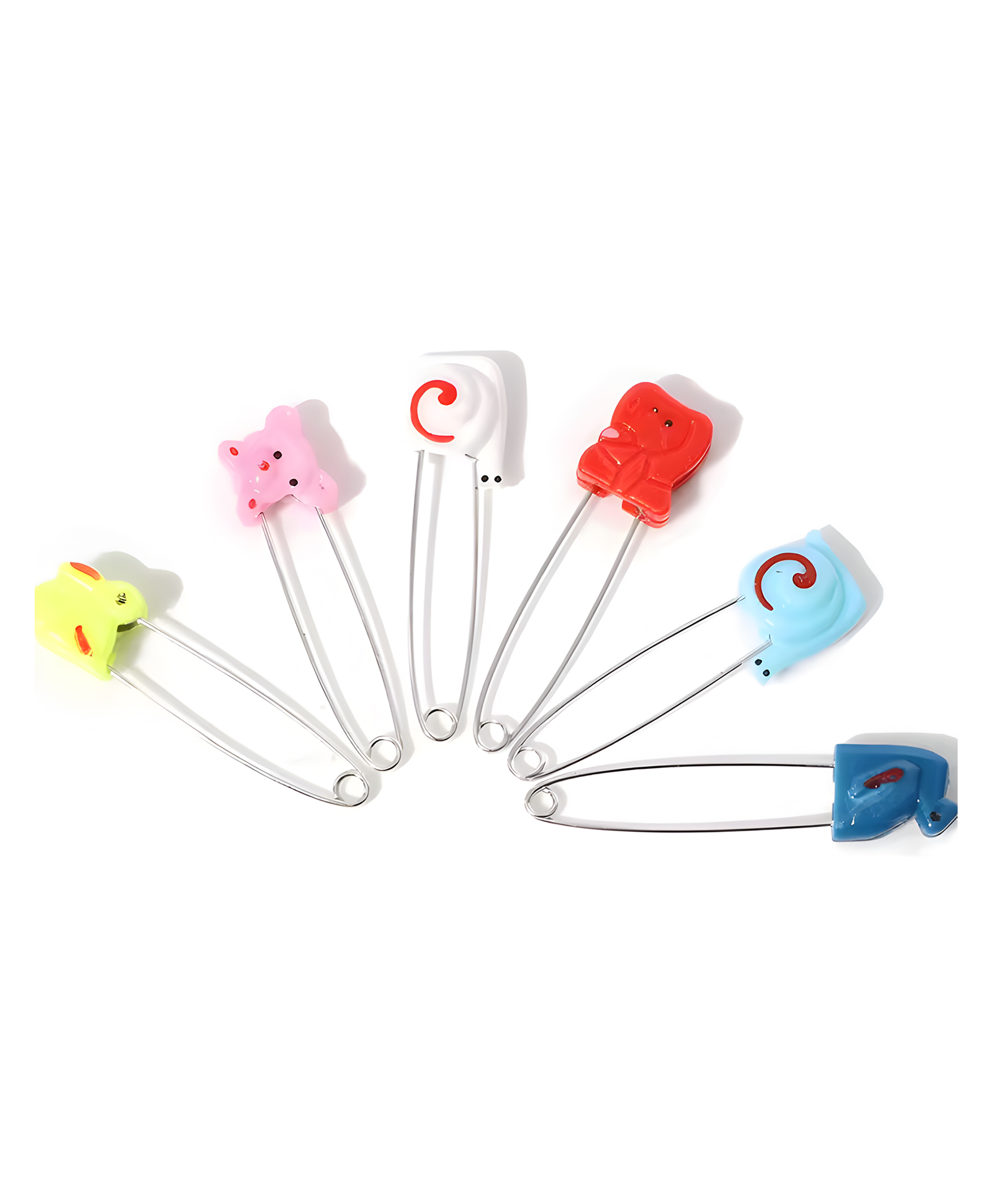COZY VIBES Colorful Multi-Animal Dot Plastic Safety Pin Fixed Buckle Pin Cartoon Head Pack of 6 Pin-PACK OF 1- COLOR MAY VARY-picture-21