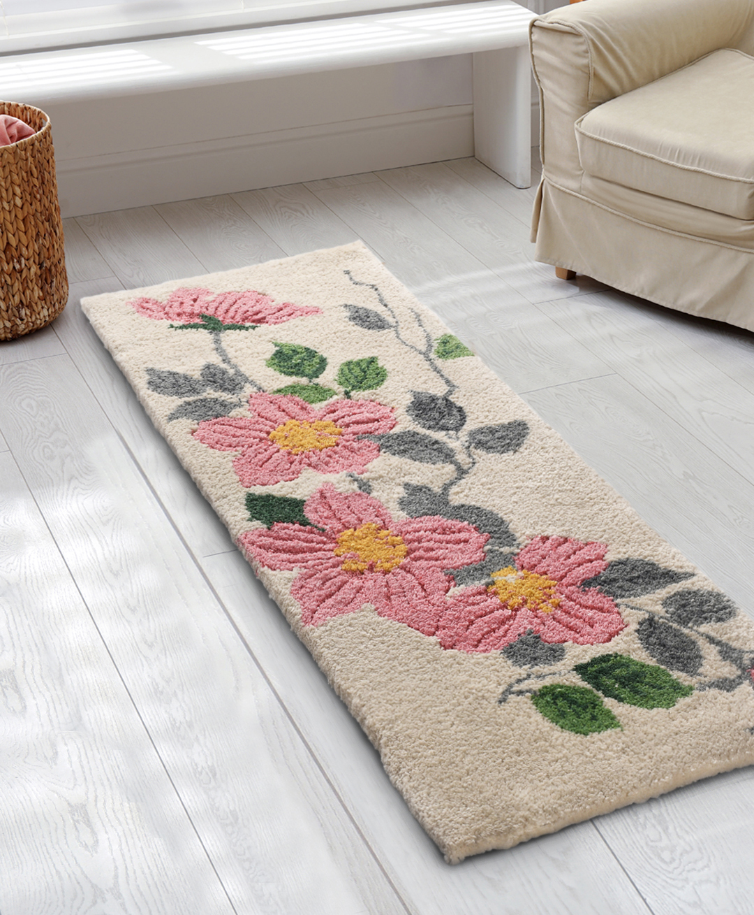 Saral Home Safa PET Yarn Hand Tufted Runner - (Beige,45X120 cm)-image-3