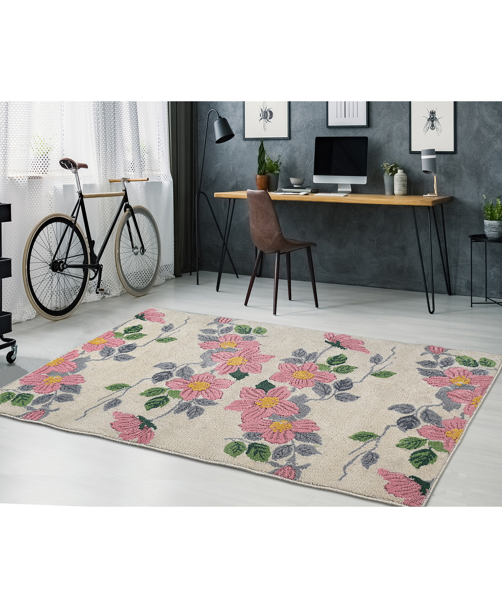 Saral Home Safa PET Yarn Hand Tufted Carpet - (Beige,150X210 cm)