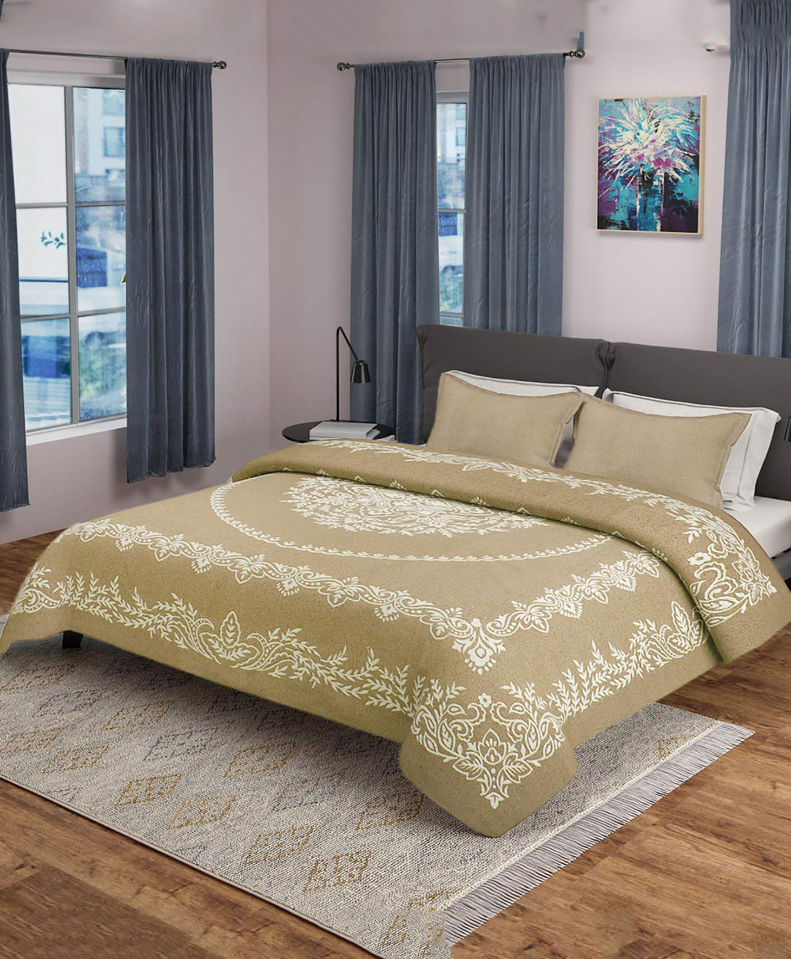 Saral Home Majesty Handmade Cotton Bed Sheet/Cover King with 2 Pillow Covers (100X108)-picture-27