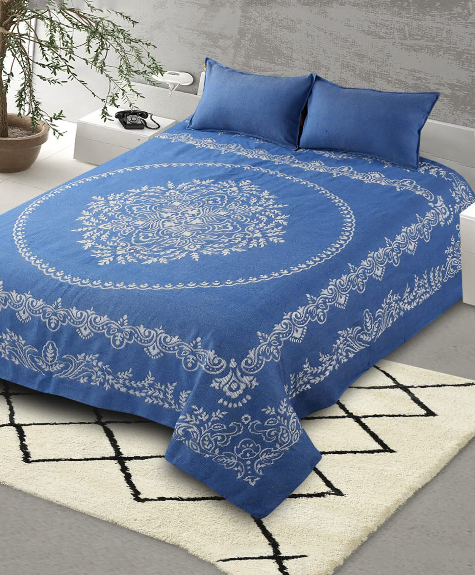 Saral Home Majesty Handmade Cotton Bed Sheet/Cover King with 2 Pillow Covers (100X108)-image-7