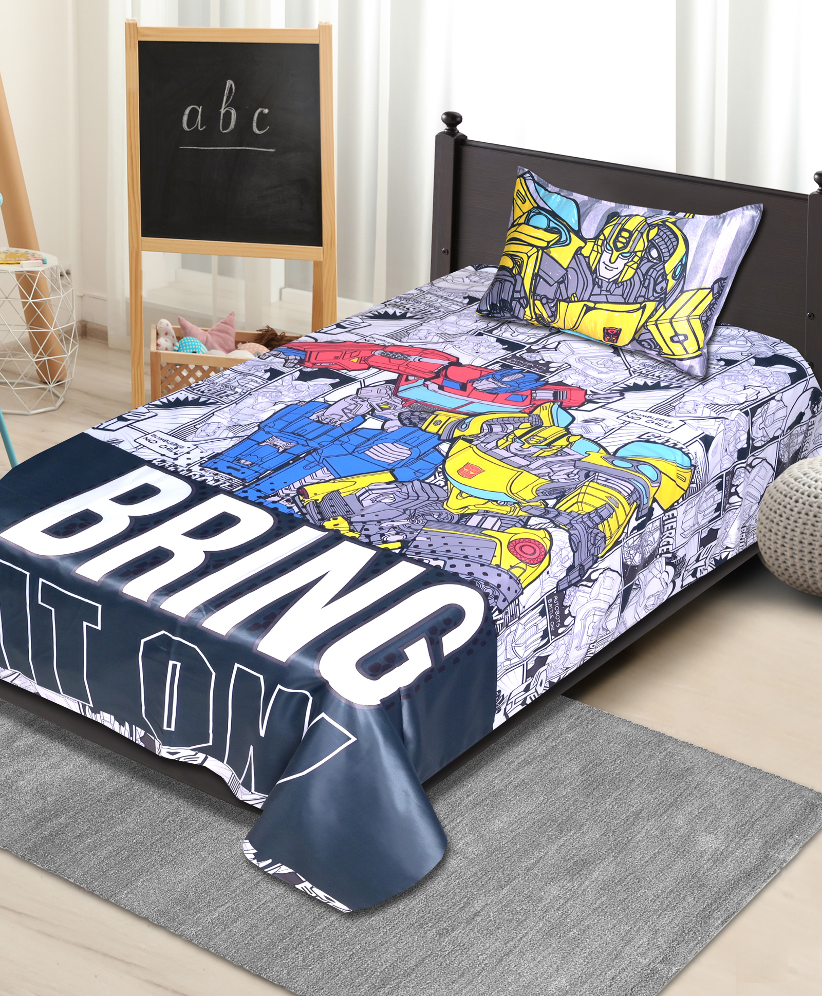 Saral Home Transformer Single Size Bed Sheet (60 * 90) with 1 Pillow-image-34