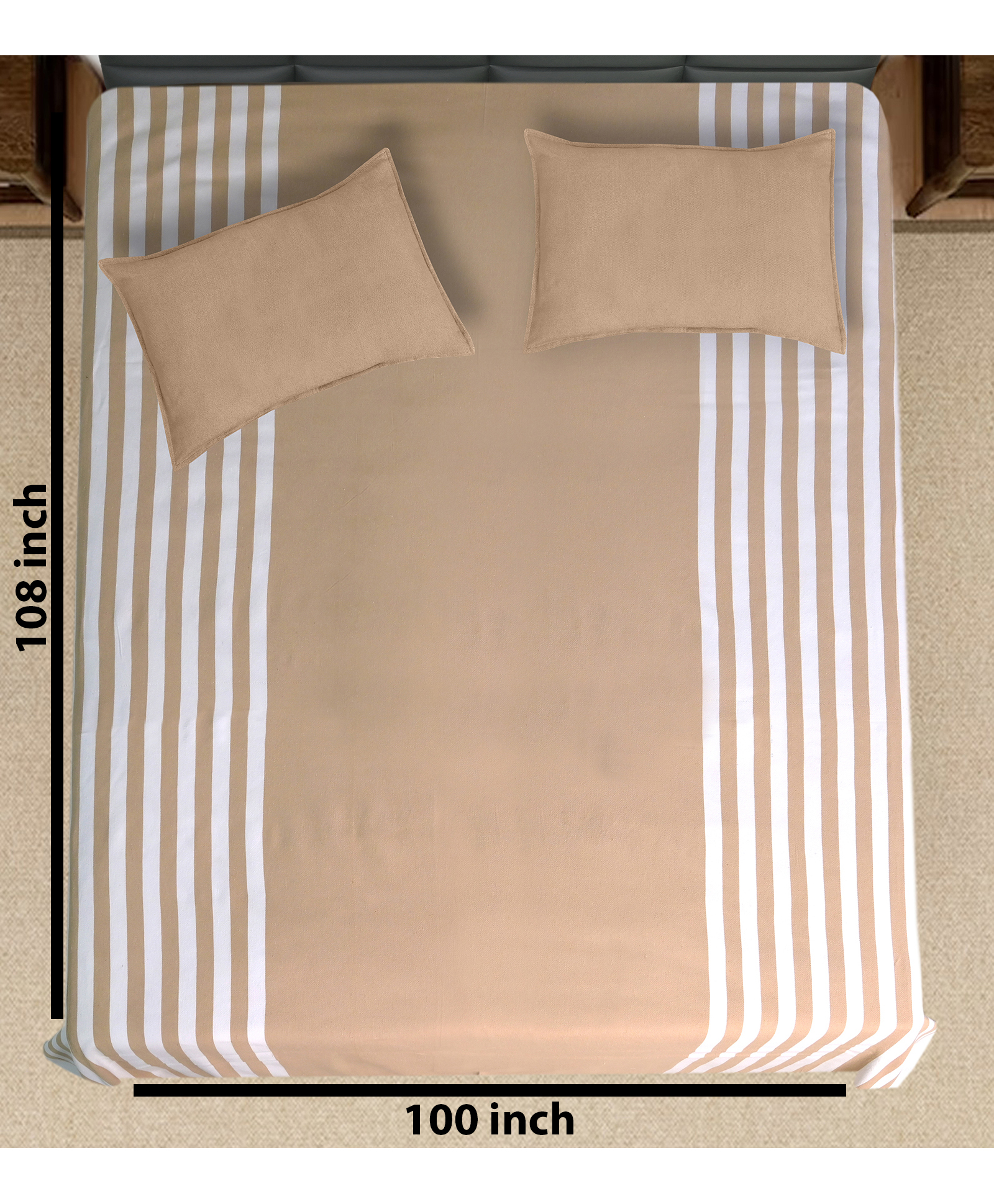 Saral Home Balanced Handmade Bedsheet/bedcover With 2 Pillow Covers Beige-picture-24