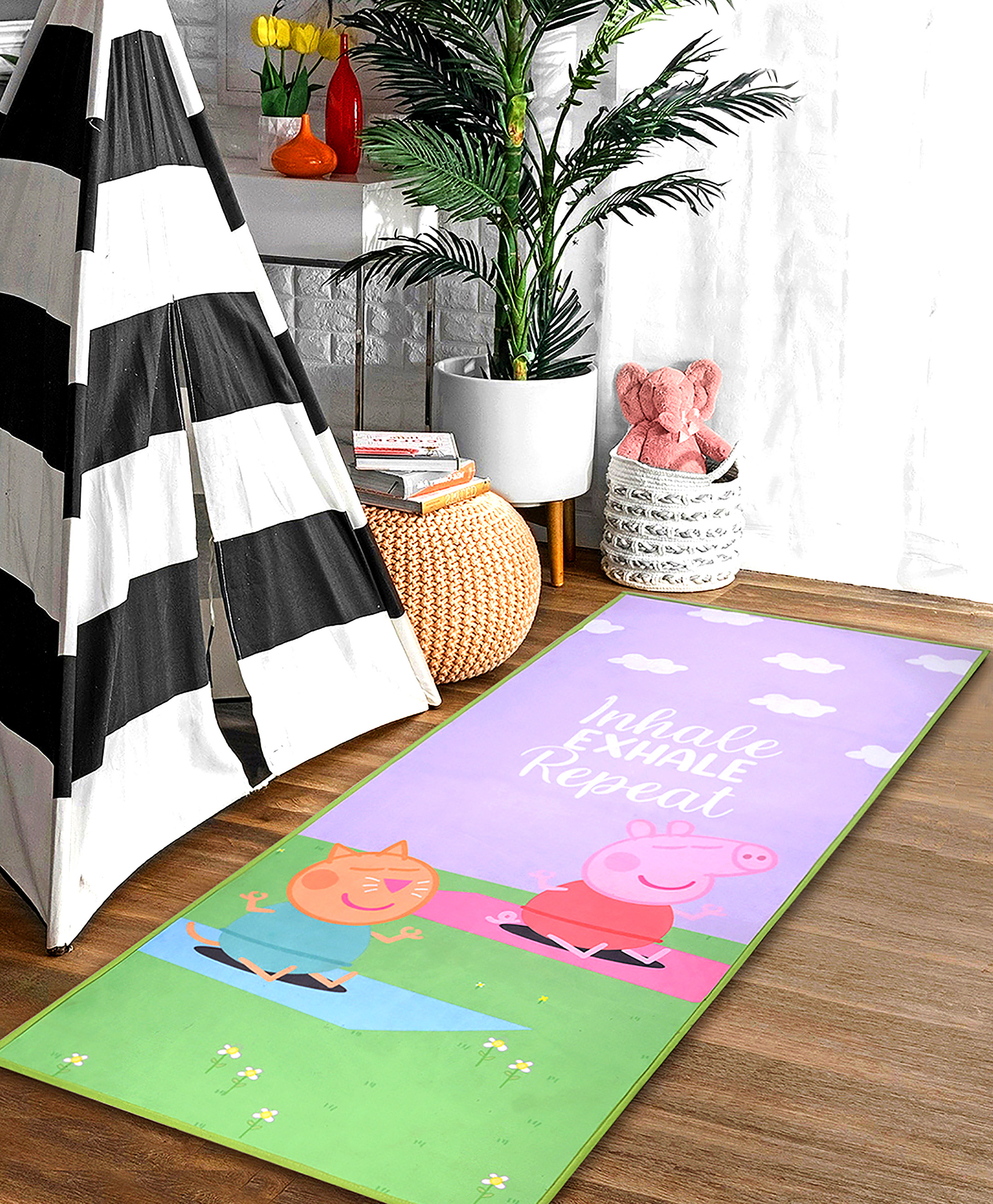 saral home Peppa Kids Yoga Mat Non Slip, All Purpose Fitness and workout Mat for Boys * Girls. Features Peppa and Friends Size : 7mm Thickness-picture-28