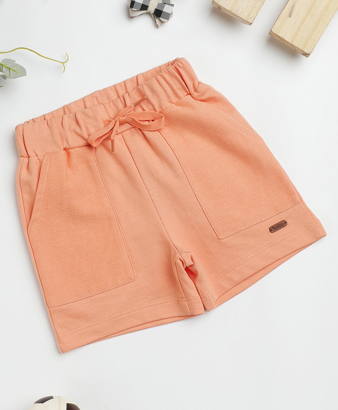 Milou Cotton Solid  With 2 Side Pockets Bio Washed Shorts - Orange-picture-17