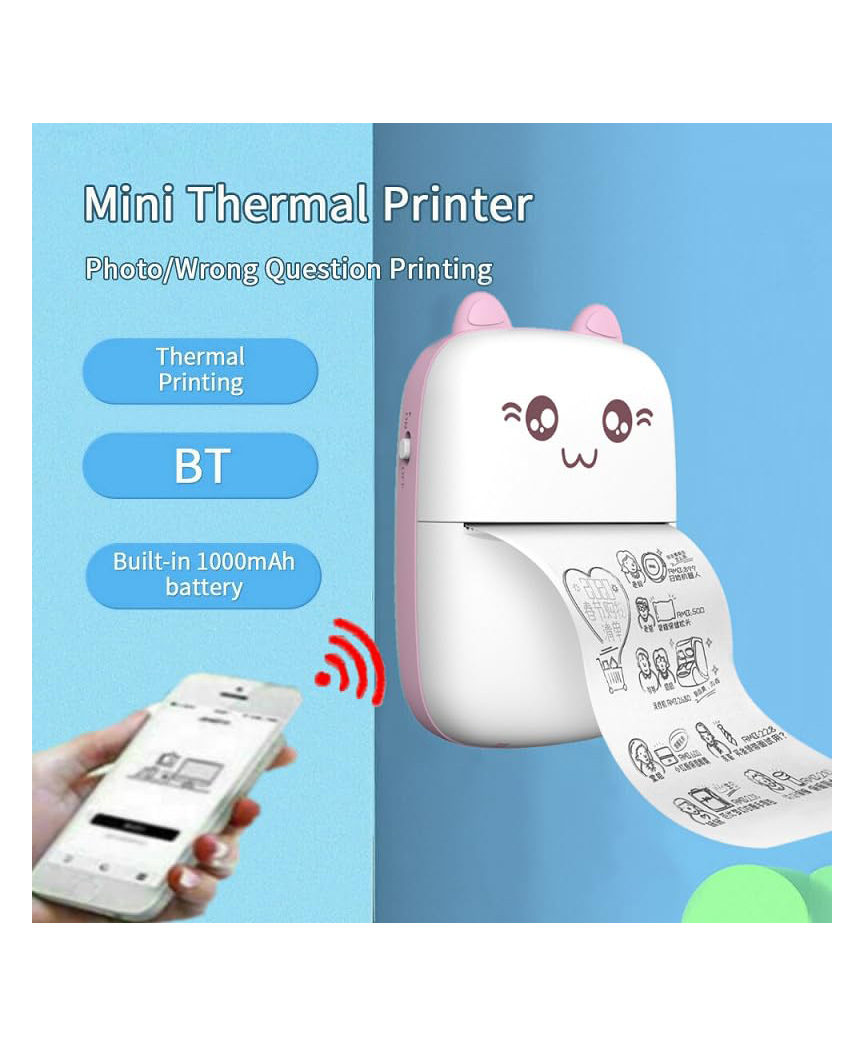 Bluetooth Pocket Printer for Prints Picture List, Memo, Receipt, Tag, Sticker, Study Printer for Picture, Photos, Journal, DIY, Compatible with iOS, Android-image-3