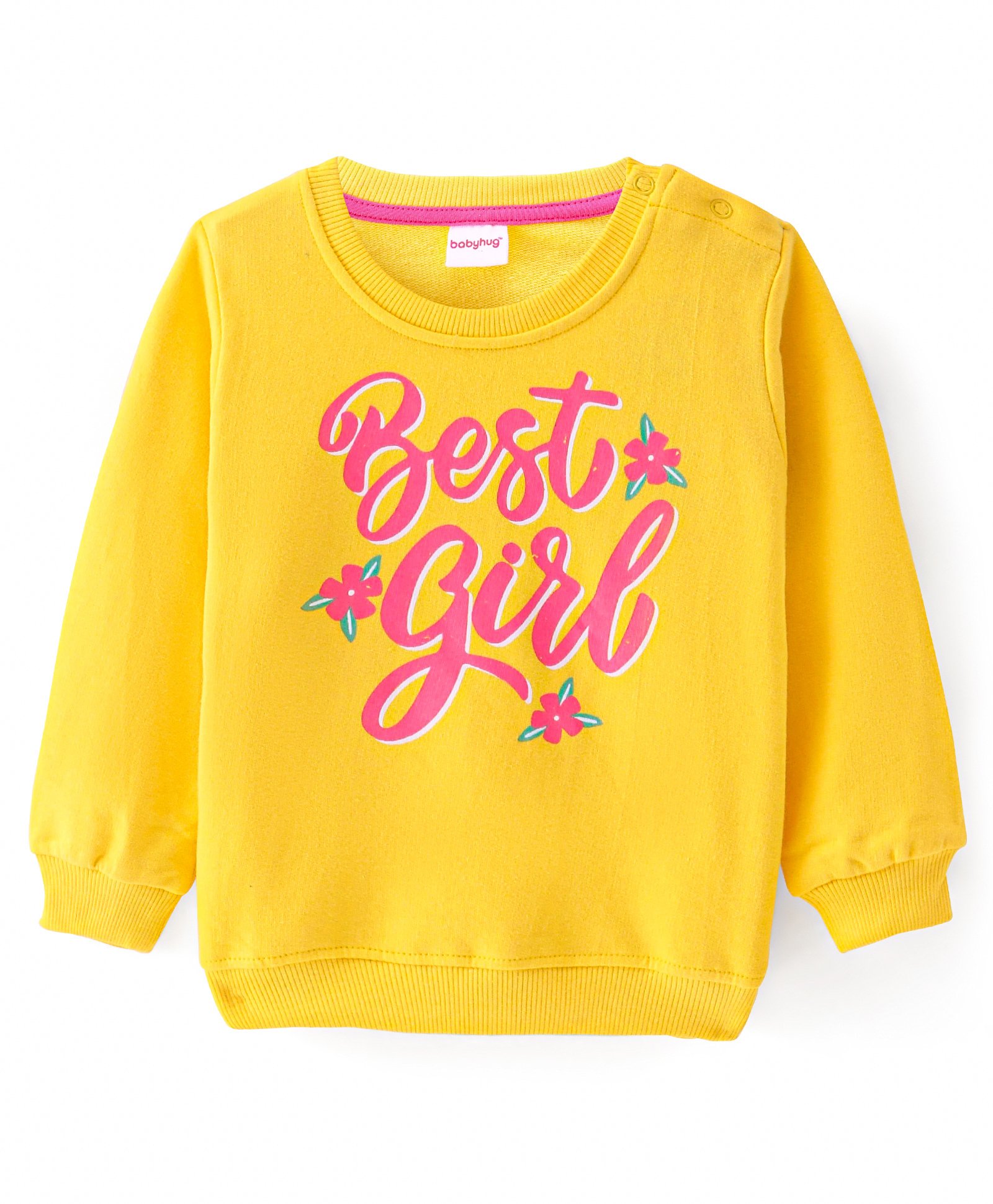 Babyhug Cotton Knit Full Sleeves Sweatshirt with Text Print - Yellow-picture-18