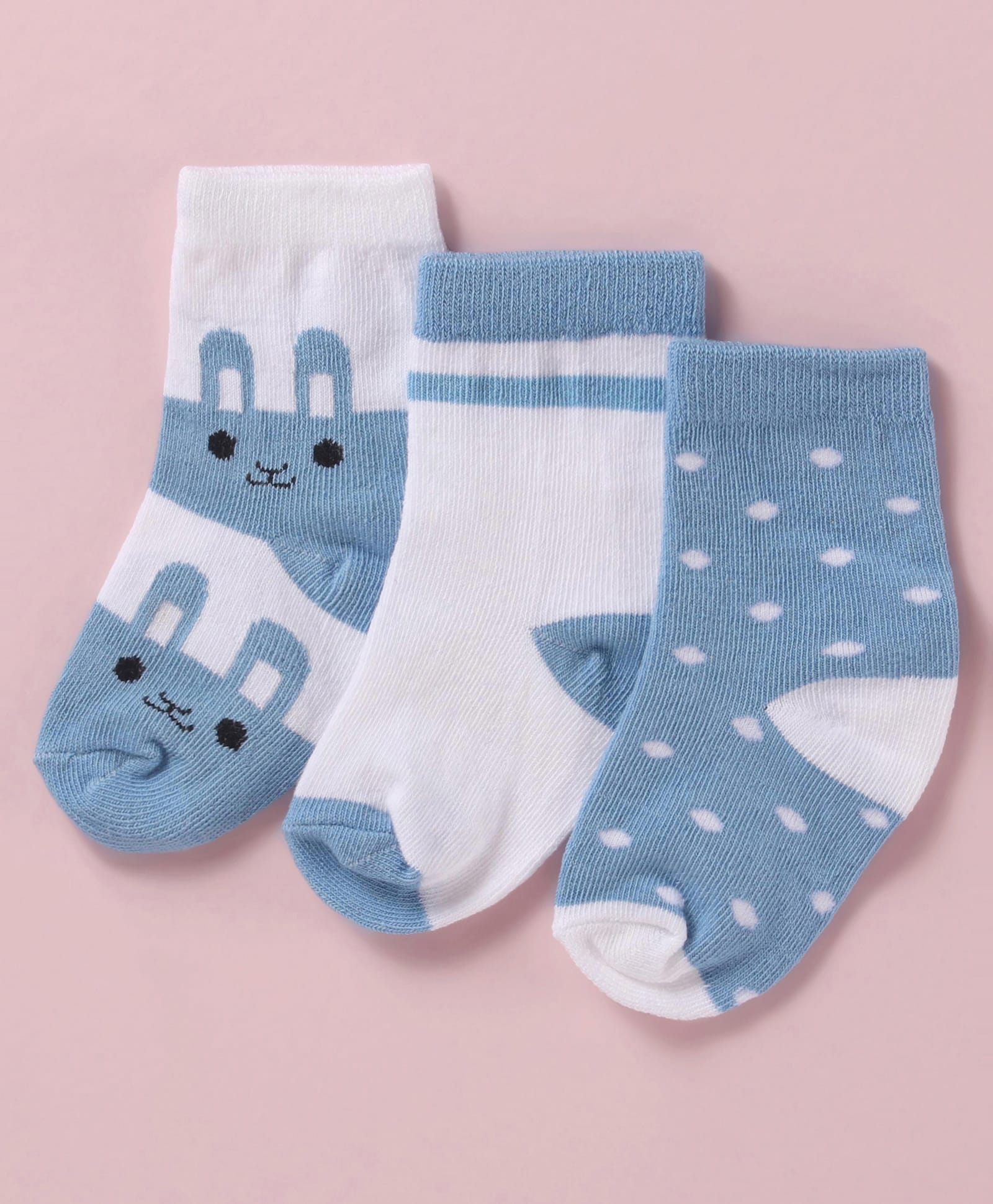 Cute Walk by Babyhug Cotton Knit Anti Bacterial Ankle Length Socks With Polka Dots & Bunny Print -White-picture-28