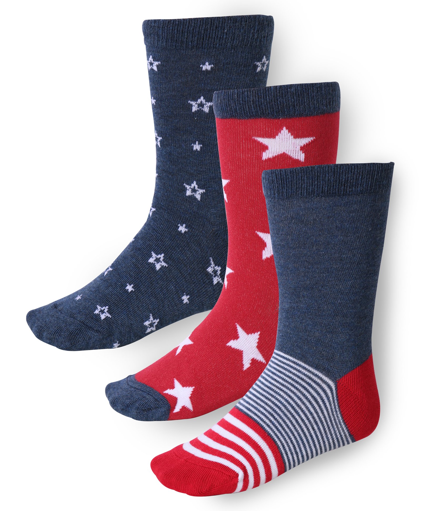 Cute Walk by Babyhug Anti-Bacterial Ankle Length Socks With Star Print Pack of 3 - Red & Grey-image-23